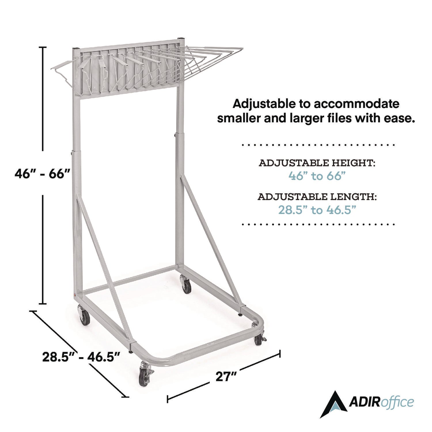 AdirOffice Blueprint Storage Cabinet with Wheels - Adjustable Rolling Stand for Large Documents 27