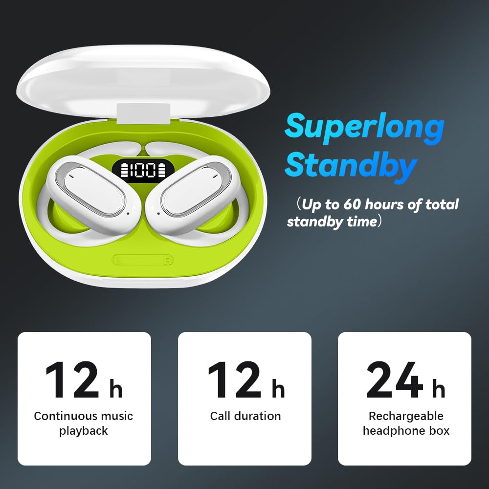 OneNine Latest 3D Surround Sound Open OWS Bluetooth Headphones - Wireless Noise Cancelling Hanging Earphones, IPX5 Waterproof Open Ear Earbuds for Cycling, Running, Workouts & Outdoor Sports | Comfortable for All-Day Wear