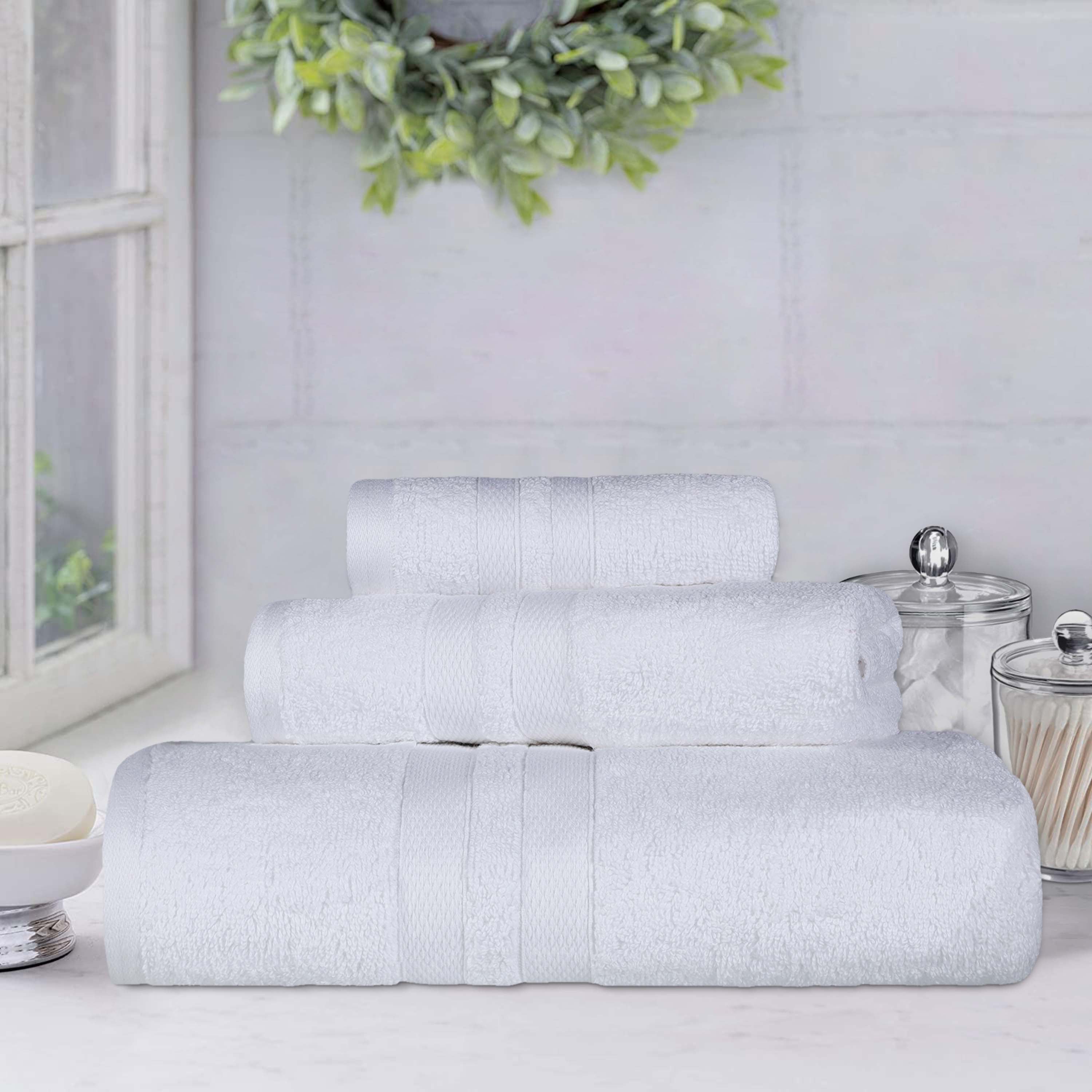 Ultra Soft Cotton Absorbent Bath Towel Set - 3 Piece Solid Color Towels for Bathroom, Spa, Gym & Beach | Quick Drying & Highly Absorbent