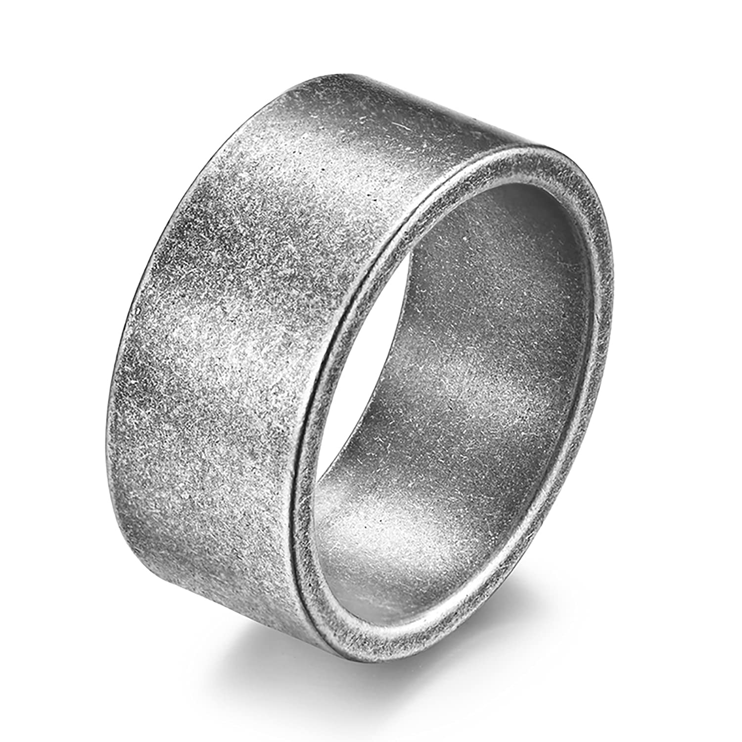 Brushed Stainless Steel Rings 15mm & 10mm - Wedding Bands for Men & Women - Biker & Thumb Rings for Everyday Wear