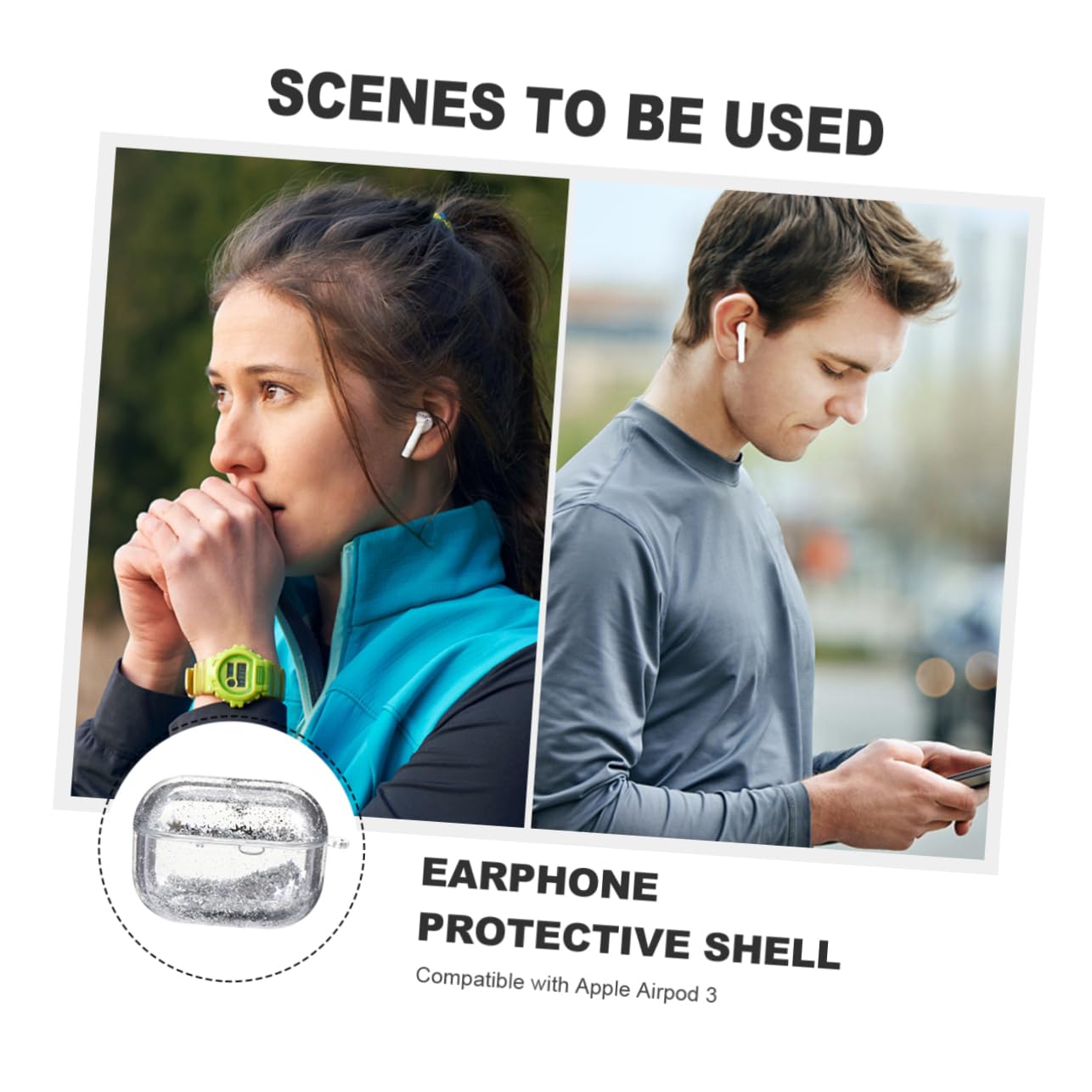 DOITOOL 2 Pack Glitter Quicksand Protective Case for Wireless Earbuds - Shockproof Dustproof Headphone Cover with Storage Box (Pink/Blue) - Perfect for AirPods, Galaxy Buds & Wireless Earphones Protection at Home, Gym or Travel