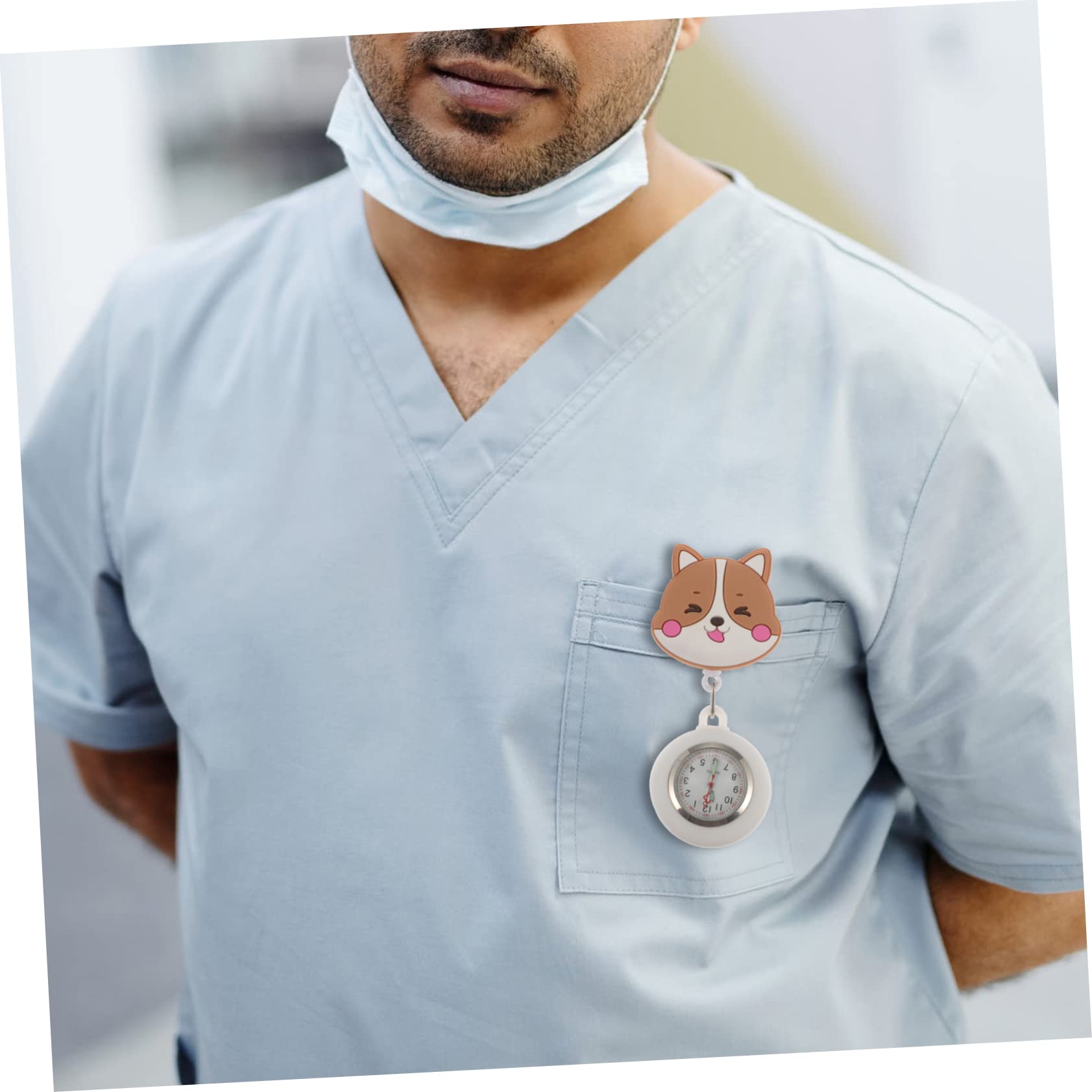 SAFIGLE 2-Pack Nurse Pocket Watch - Portable Retractable Hanging Watch with Cartoon Design, Scalable Badge Hook for Medical Professionals | Perfect for Nurses, Doctors & Healthcare Workers
