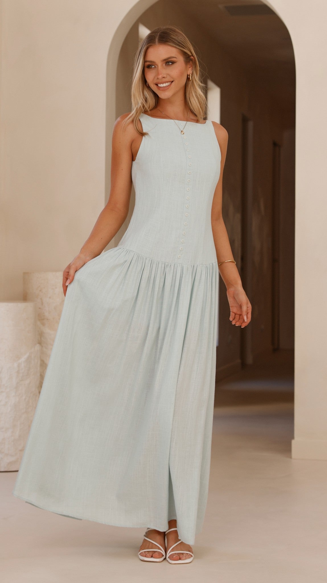 Kora Maxi Dress in Blue - Elegant Long Flowy Summer Dress for Women | Perfect for Beach, Vacation, and Casual Outings