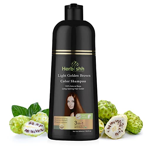 Herbishh Argan Oil Hair Color Shampoo - Brown Gold for Vibrant, Long-Lasting Color | Natural Hair Dye & Conditioning Treatment for Dry, Damaged Hair | At-Home Hair Coloring for Women & Men