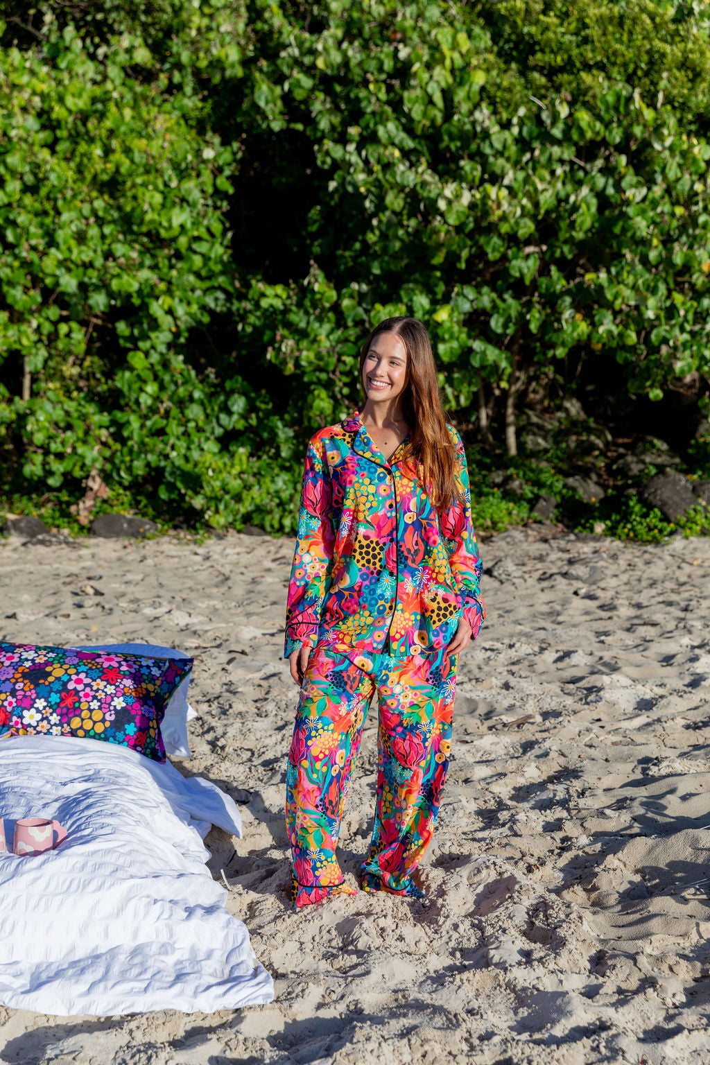 Kasey Rainbow Sundown LS Shirt & Pant Sleepwear Set - Cozy Matching Pajamas for Women | Perfect for Lounging, Sleepovers & Relaxing at Home
