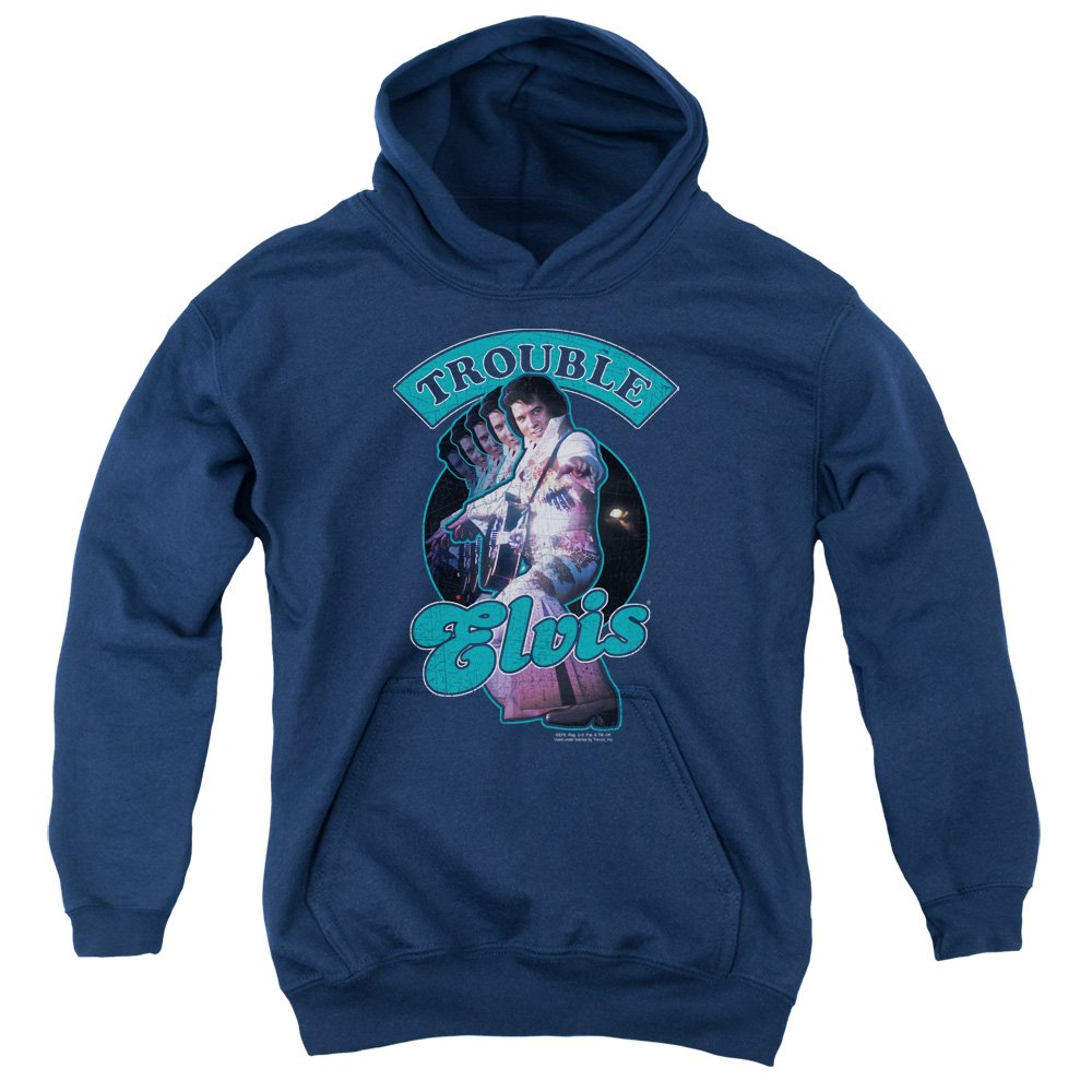 Elvis Presley Youth Total Trouble Pullover Hoodie - Vintage Rock Music Sweatshirt for Men & Women - Perfect for Concerts, Gifts & Casual Wear