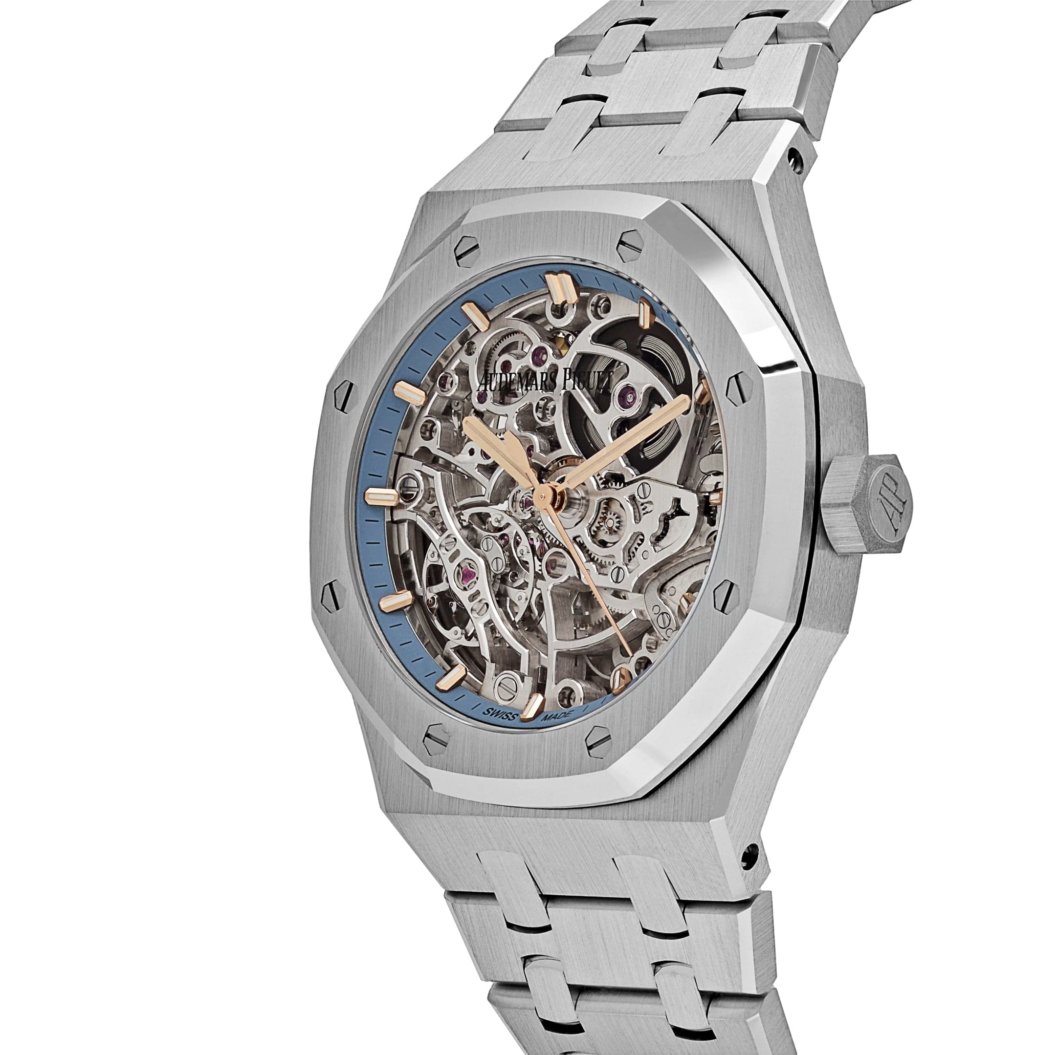 Audemars Piguet Royal Oak Openworked 15467BC.OO.1256BC.01 41mm Double Balance Wheel White Gold Watch with Light Blue Dial - Luxury Dress Watch for Men, Perfect for Business Meetings & Formal Events
