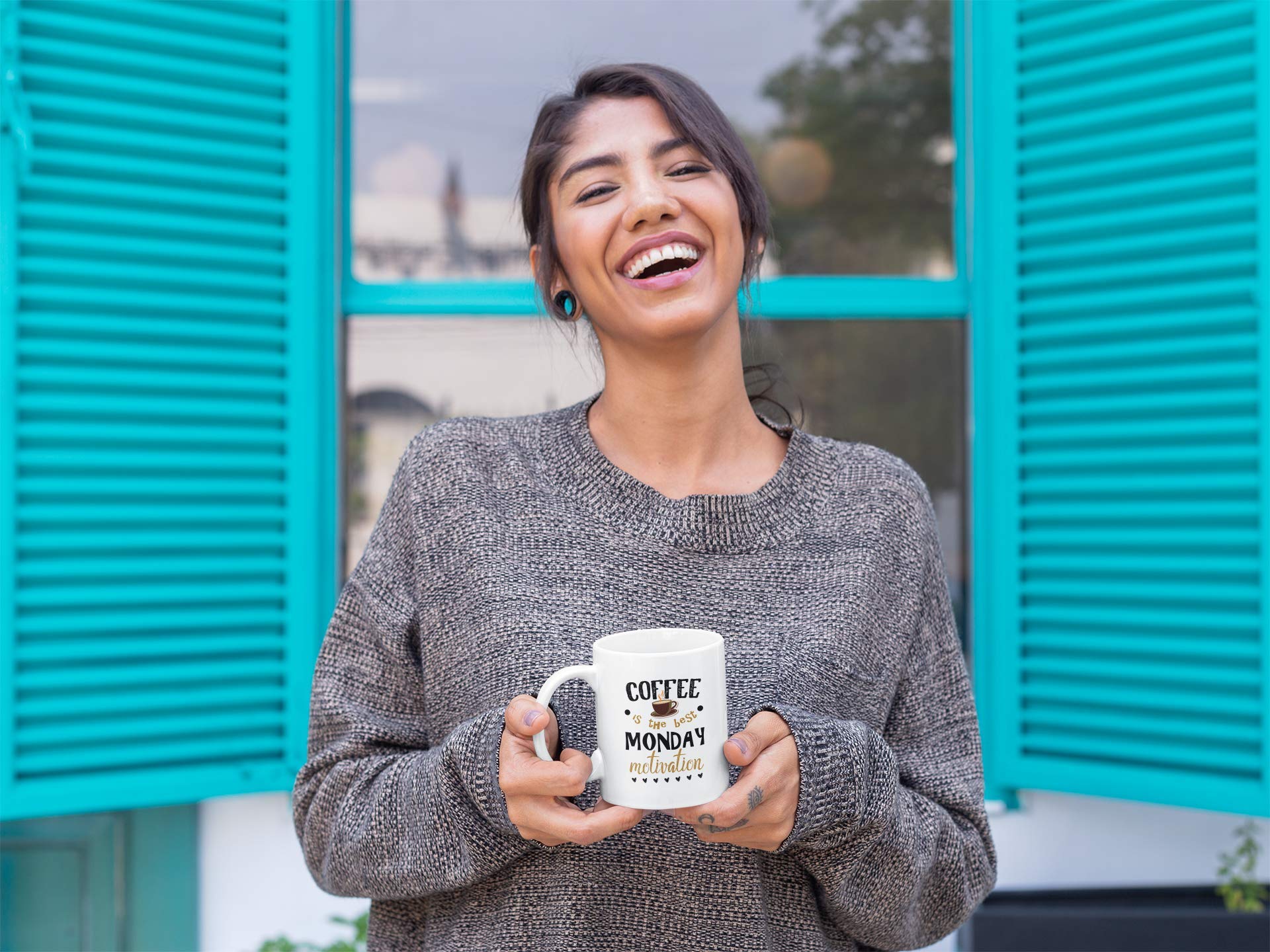 Unique 15oz Coffee & Tea Mug - Best Monday Motivation Gift, Funny Coffee Cup for Office, Home Decor, or Gifts - Ceramic Drinkware for Coffee Lovers