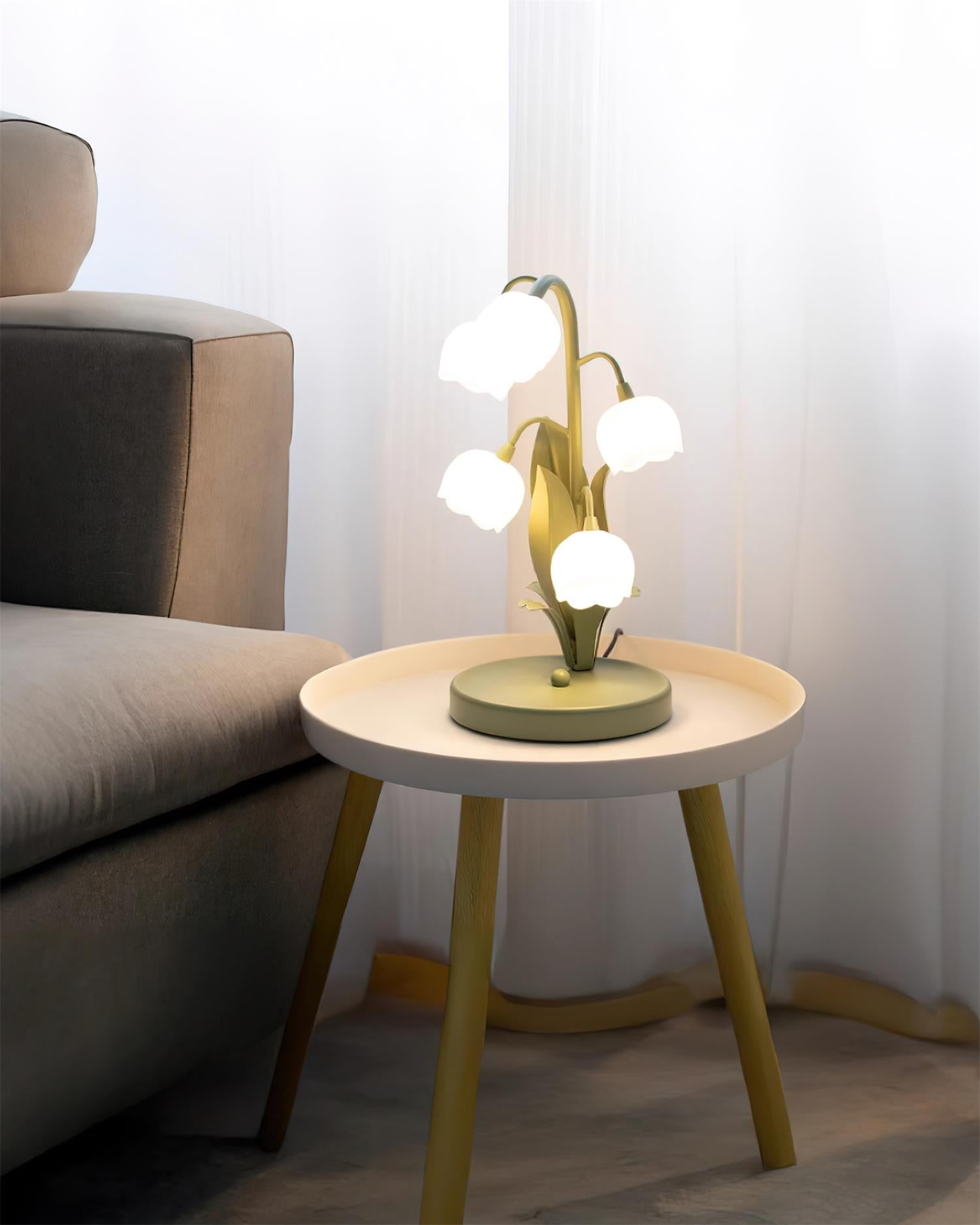 Green Lily Table Lamp - Modern LED Nightstand Light for Bedroom, Living Room & Office - Energy Efficient & Stylish Home Decor