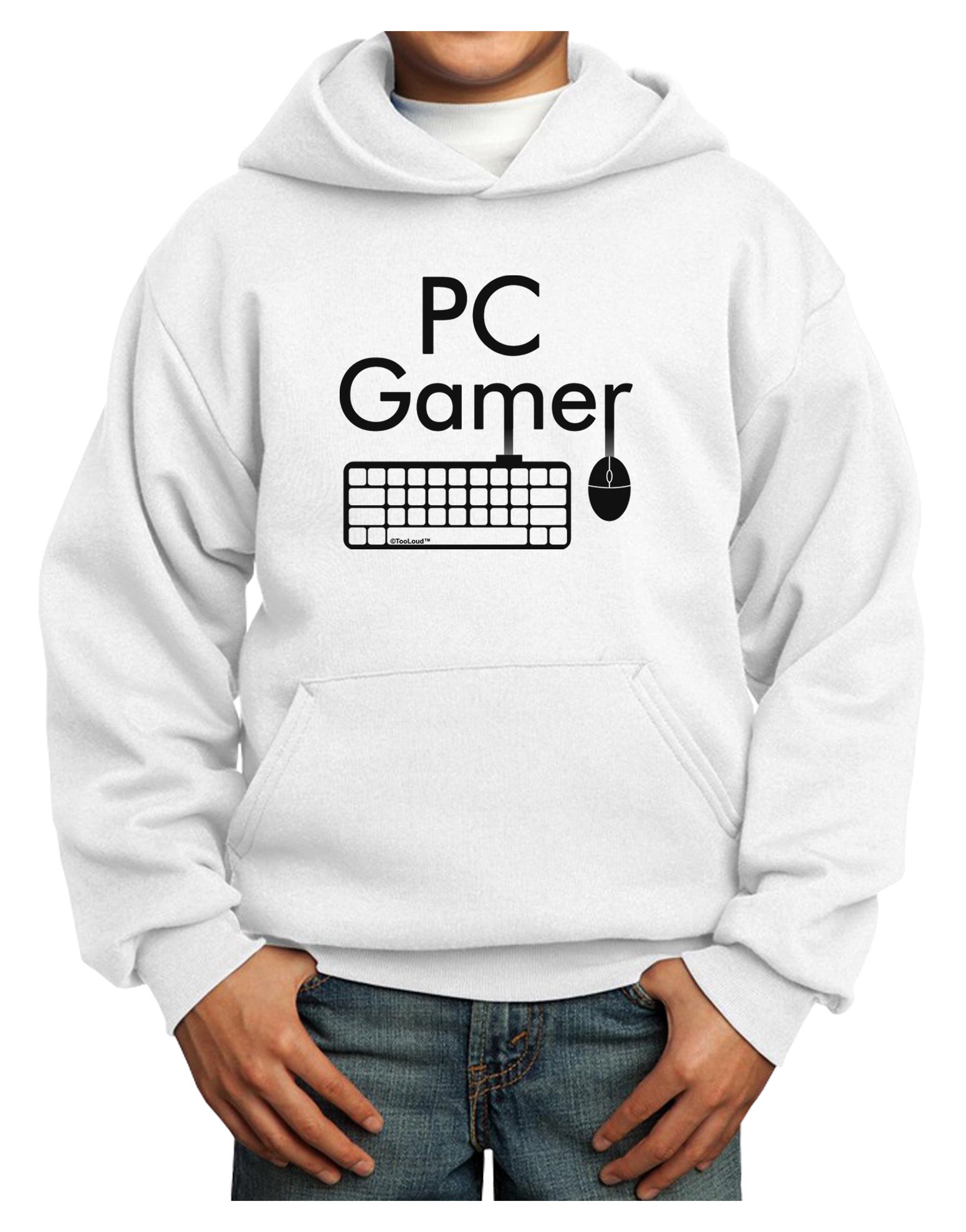 TOOLOUD PC Gamer Black and White Youth Hoodie - Pullover Sweatshirt for Gaming & Esports - Comfortable Casual Wear for Teen Gamers