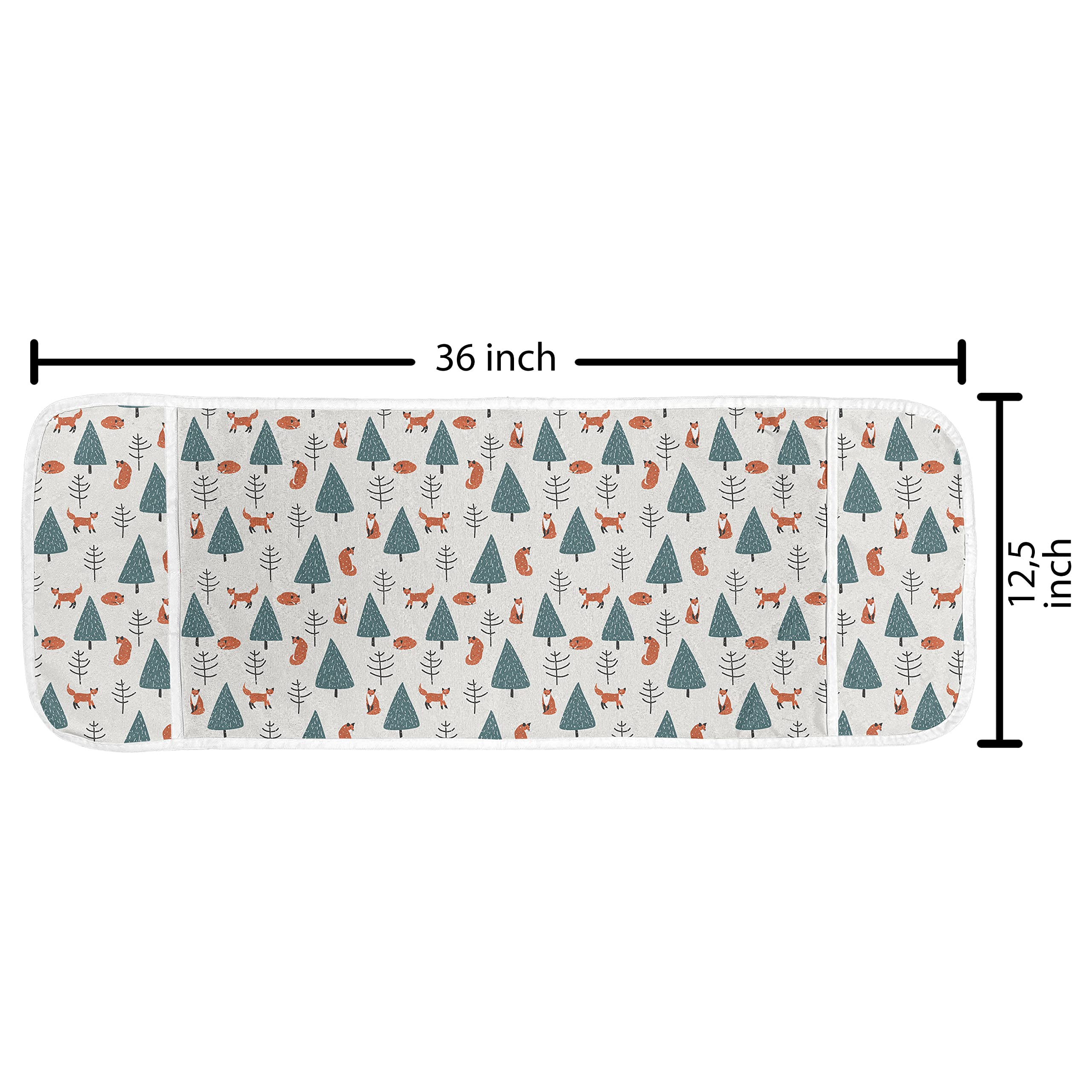 Ambesonne Fox Microwave Cover - Waterproof Kitchen Organizer with Pockets, 36x12 Inch - Cute Orange Fox Cartoon in Snowy Winter Forest Design - Perfect for Small Kitchen Appliances & Countertop Storage