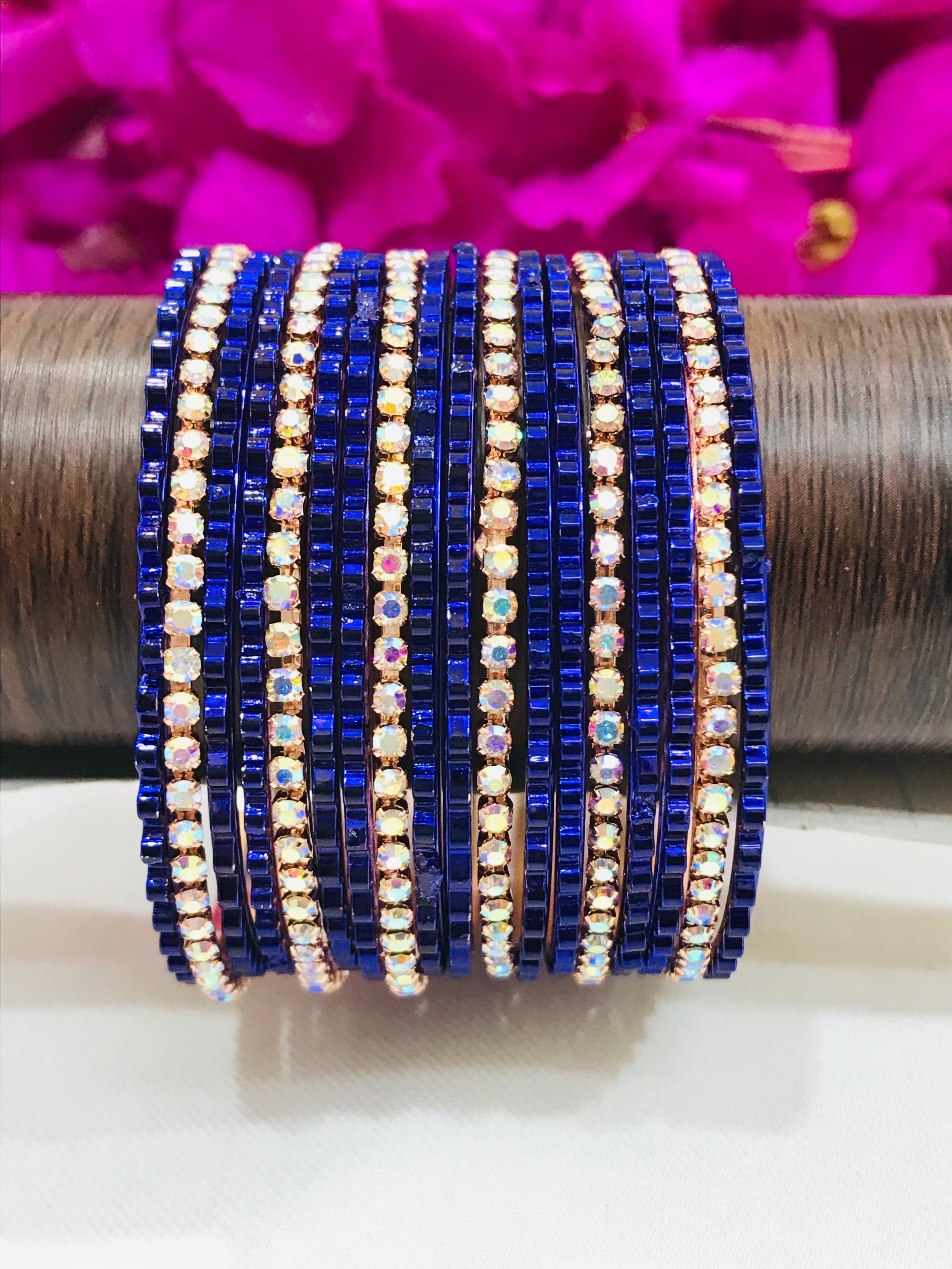 Stylish Blue Designer Metal Bangles for Women & Girls - Perfect for Parties, Weddings & Everyday Fashion Accessories