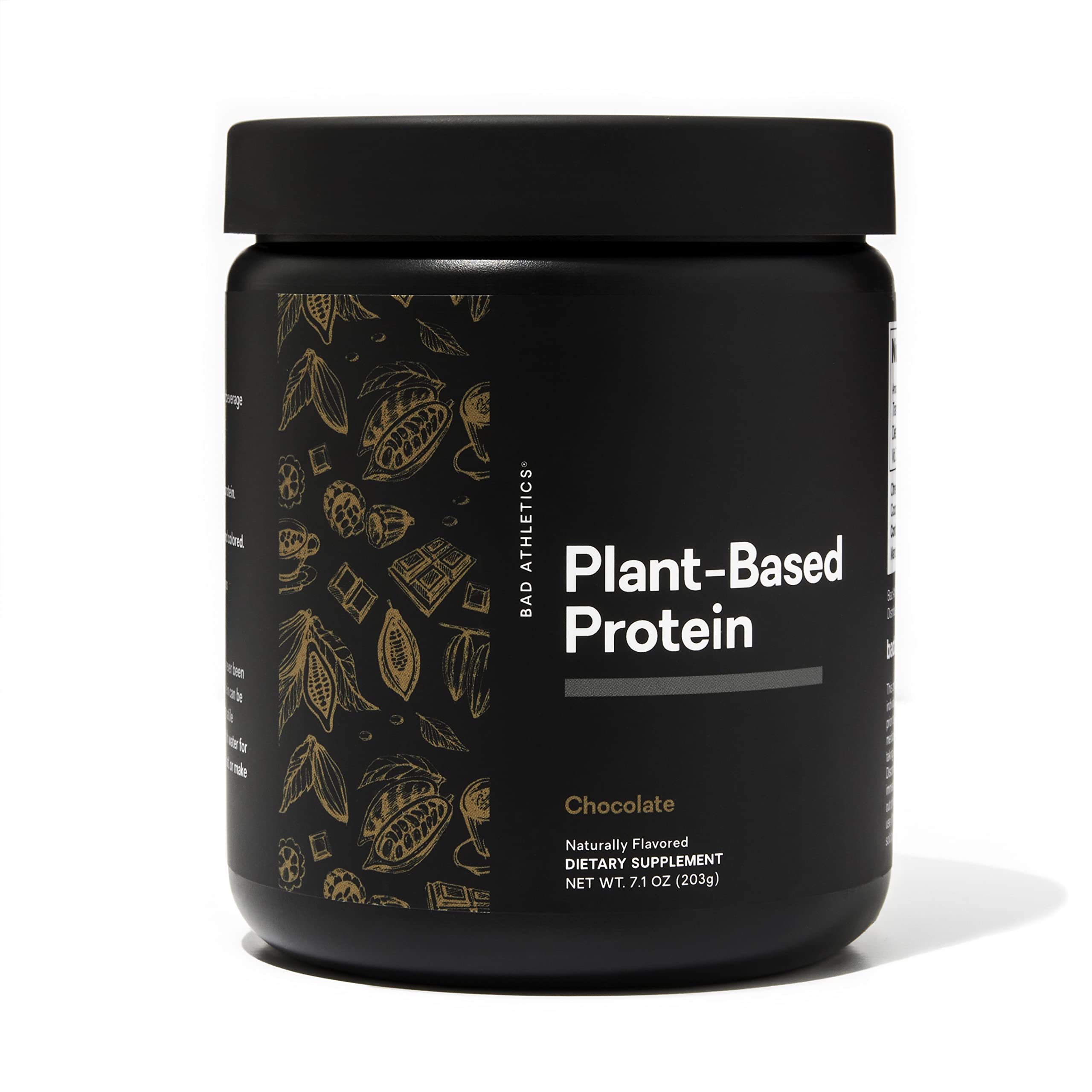 Bad Athletics Chocolate Plant-Based Protein Powder | 15g Protein per Serving | Vegan Protein Supplement & Healthy Snack | 7 Servings per Bottle | Perfect for Post-Workout Recovery & On-the-Go Nutrition
