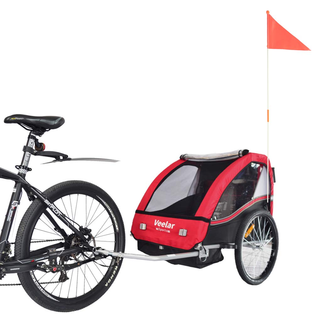 Veelar 2-in-1 Bike Trailer & Stroller - Double Seat Bicycle Carrier for Toddlers & Kids - Convertible Jogger for Outdoor Adventures, Park Visits & Family Cycling
