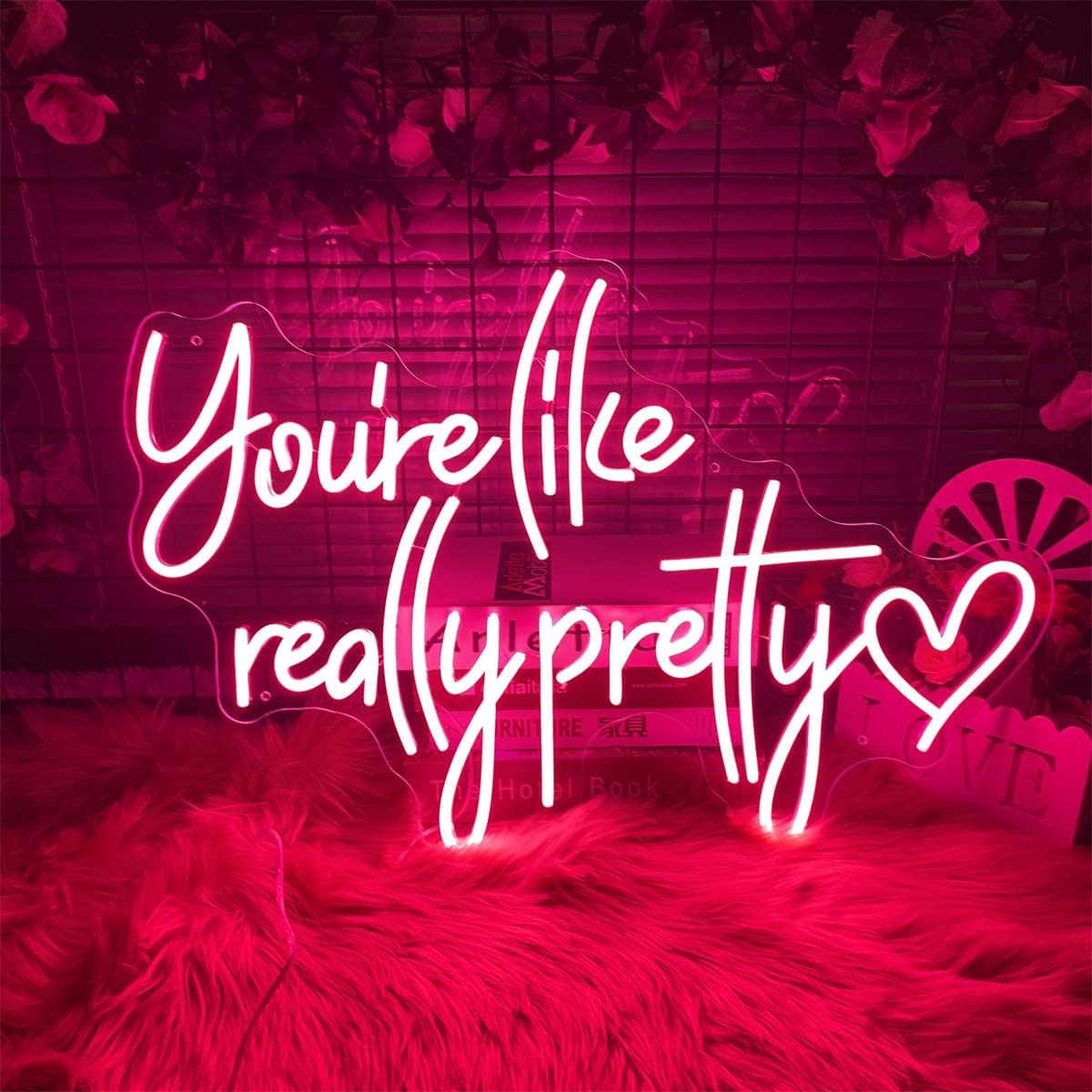 Large Pink LED Neon Sign - 'You're Like Really Pretty' (23.6x19