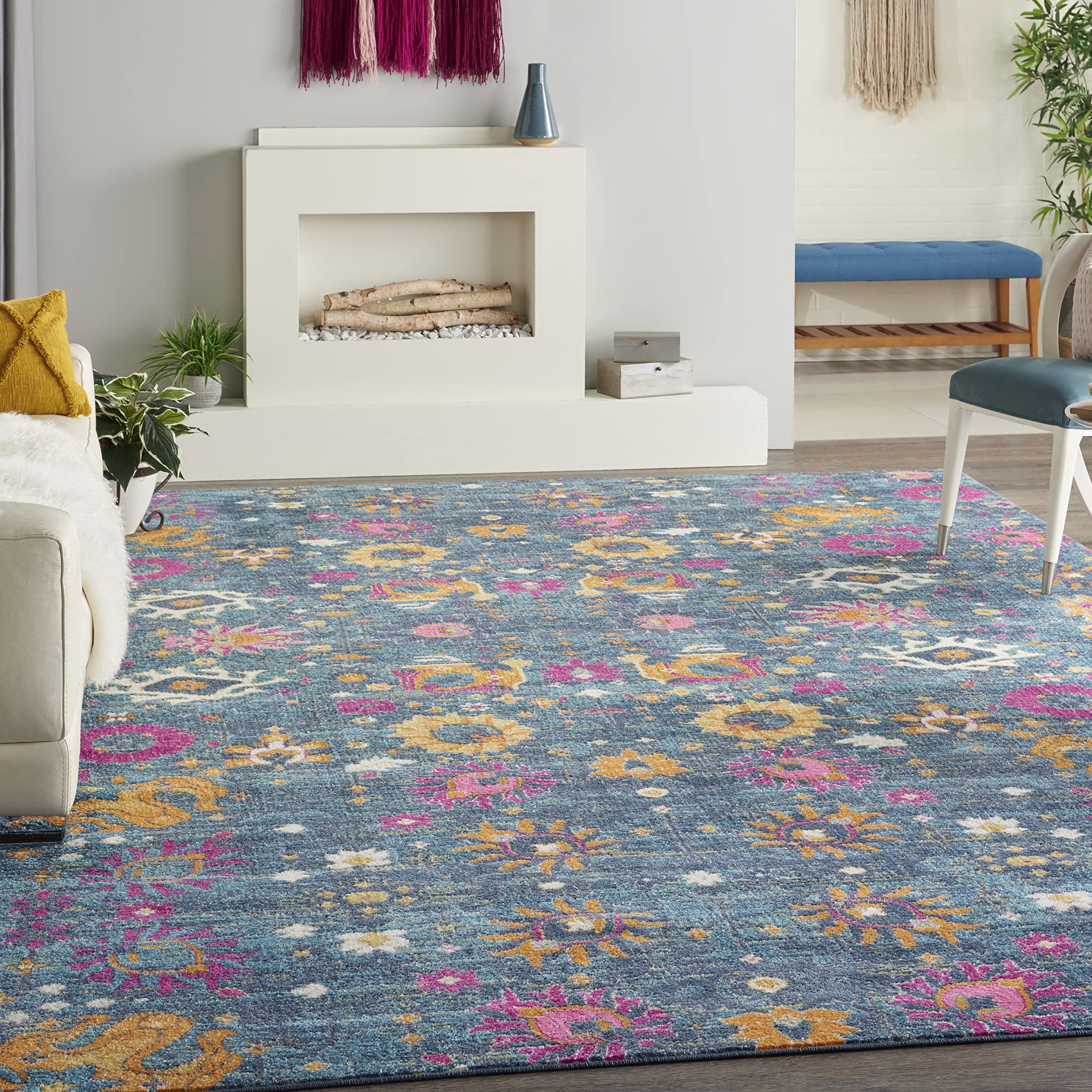 Nourison Passion Denim 9' x 12' Bohemian Moroccan Area Rug - Non-Shedding & Easy to Clean - Perfect for Living Room, Bedroom, Dining Room & Kitchen Decor