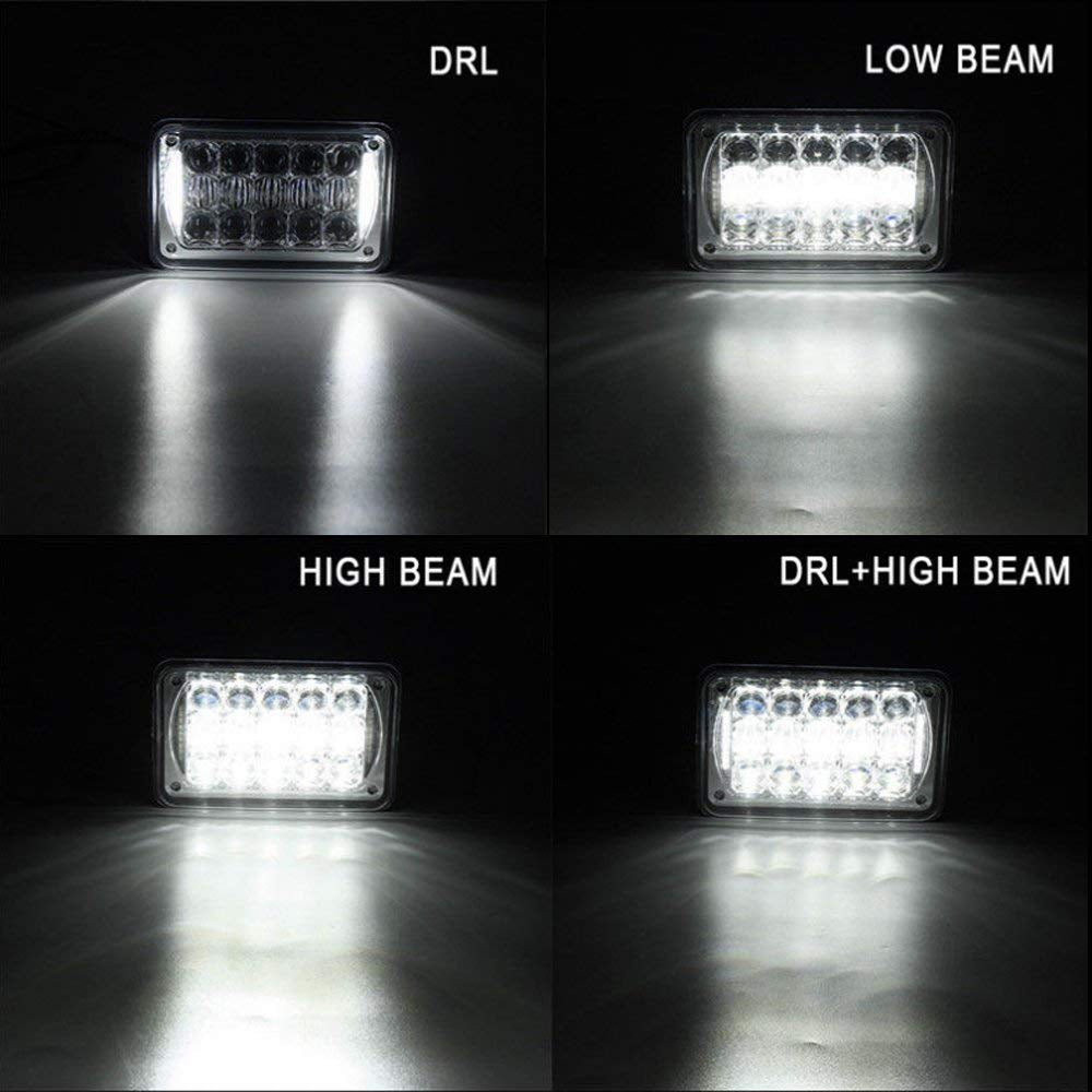 LOYO 4×6 LED Headlight Kit - 4PCS Chrome H4656 Replacement for Kenworth T800 T600 Peterbilt 379 Freightliner - High Brightness Waterproof Truck Lights for Night Driving & Off-Road Use