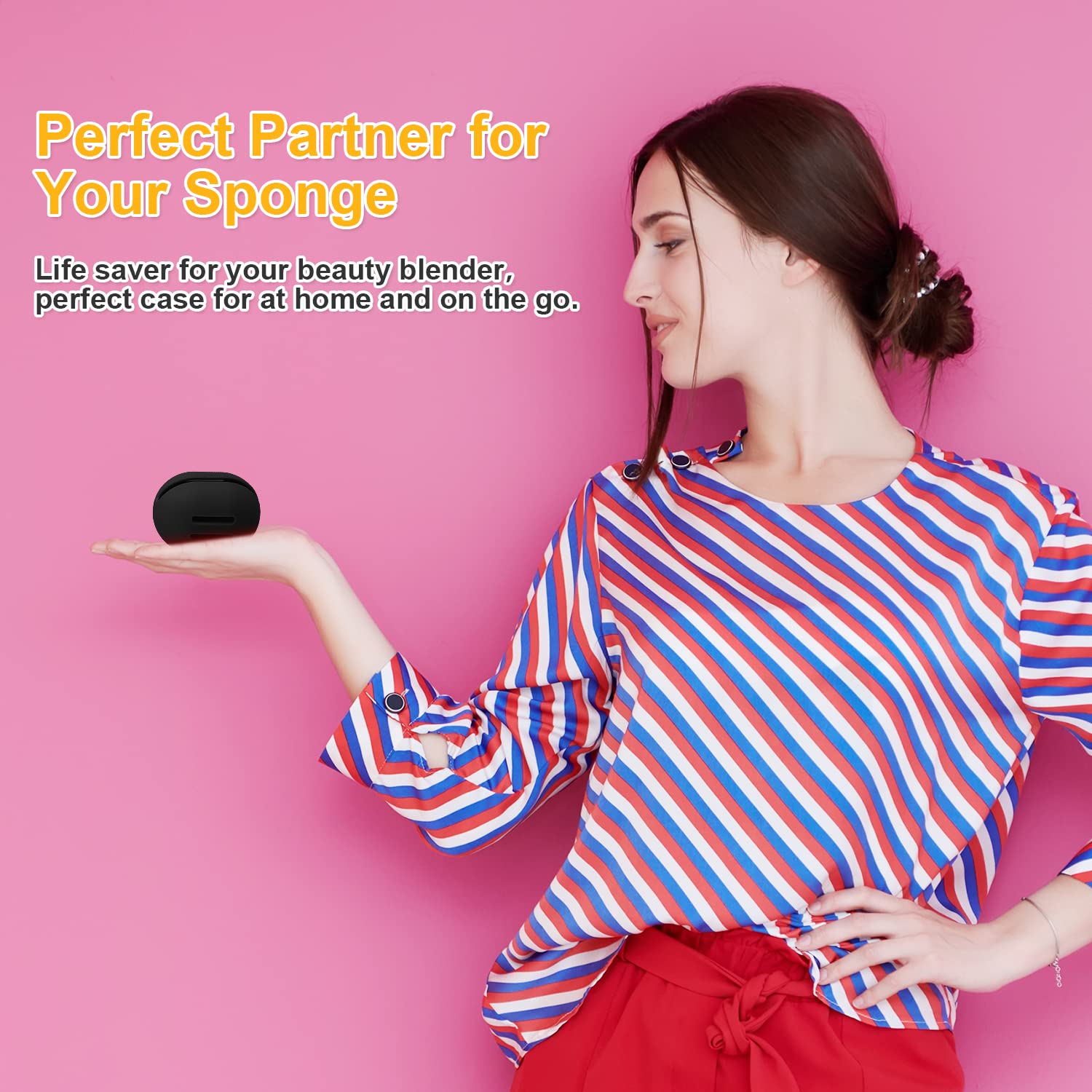 Breathable Silicone Makeup Sponge Holder - Reusable & Washable Beauty Blender Case for Travel, Protective Storage Container for Cosmetic Sponges (Black) | Perfect for On-the-Go Makeup Touchups & Travel Organization