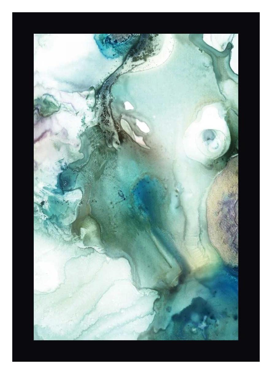 PI Studio Mint Bubbles IV Framed Canvas Art Print - 15x20 Inches Modern Abstract Wall Decor with Black Frame - Ready to Hang for Living Room, Bedroom or Office