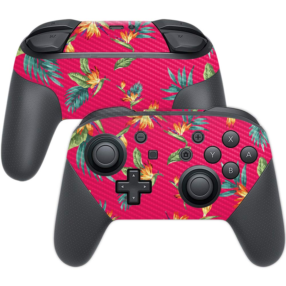 **MightySkins Carbon Fiber Skin for Nintendo Switch Pro Controller - Paradise | Protective & Durable Textured Cover | Easy to Apply & Remove | Made in USA | Perfect for Gaming, Travel & Customization**