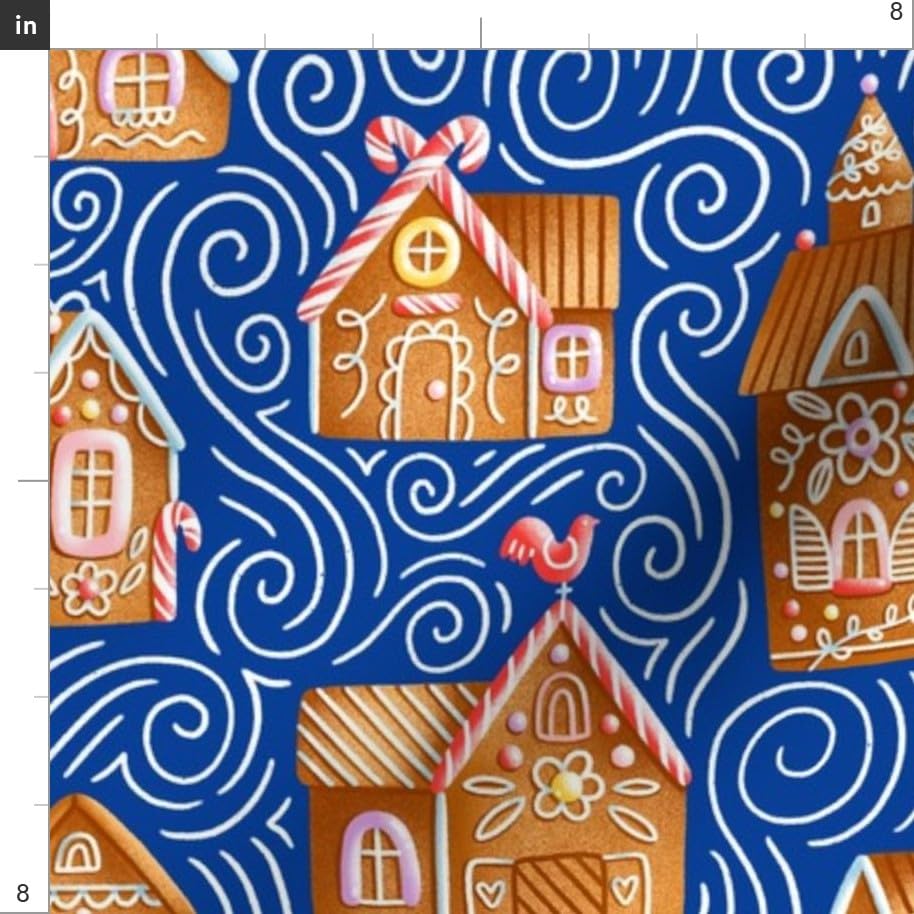 Tiny Gingerbread Cookies Town Christmas Cartoon Fabric - Cute Holiday Printed Minky Fabric by The Yard for Sewing Baby Blankets, Quilt Backing & Plush Toys - Perfect for DIY Christmas Decorations, Nursery Projects & Cozy Home Crafts