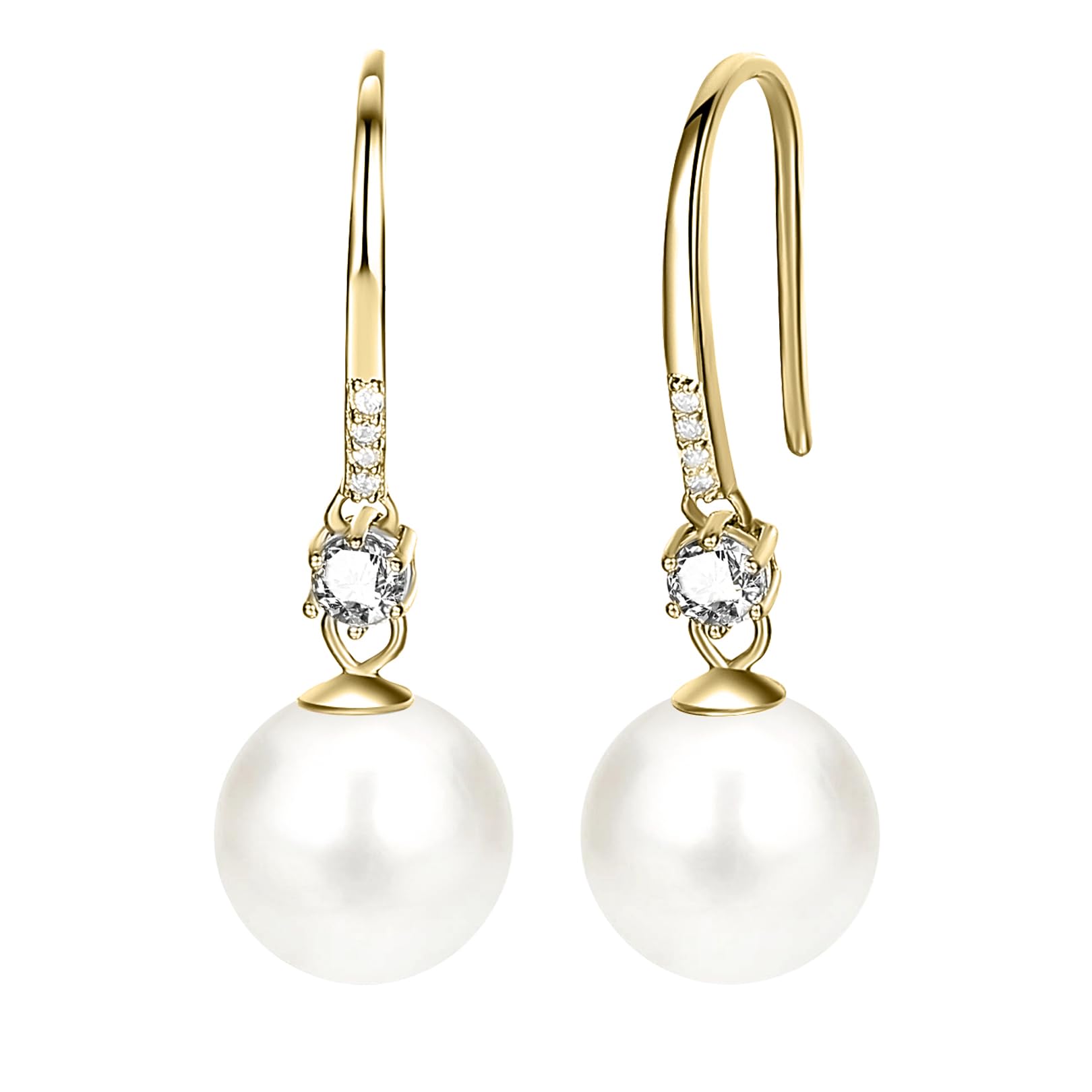 925 Sterling Silver Shell Pearl Drop Earrings for Women - Elegant Cubic Zirconia Dangle Earrings - Perfect Gift for Birthday, Anniversary & Special Occasions - Ideal for Weddings, Parties & Formal Events