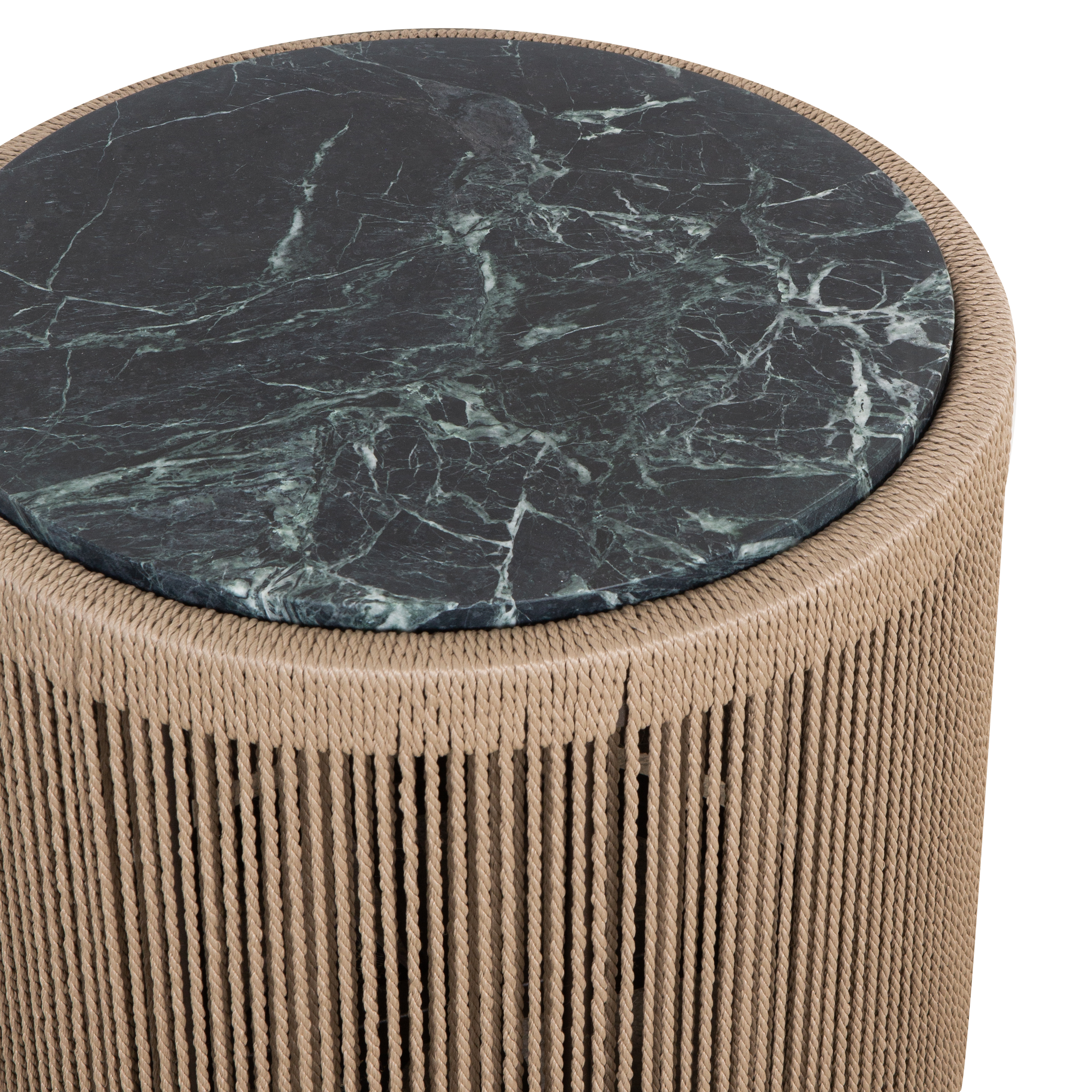 Round Side Table for Living Room - Modern Formentera End Table with Glass Top, Perfect for Small Spaces, Coffee Table or Nightstand - Home Decor & Furniture