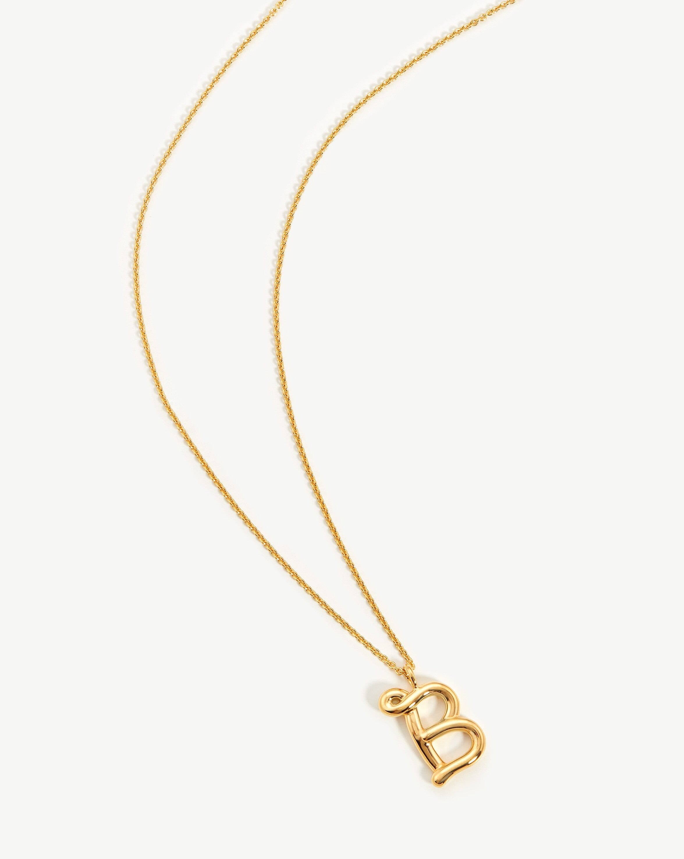 18K Gold Vermeil Curly Molten Initial Pendant Necklace - Personalized Letter Jewelry for Women, Gift for Her, Birthday, Anniversary, Valentine's Day