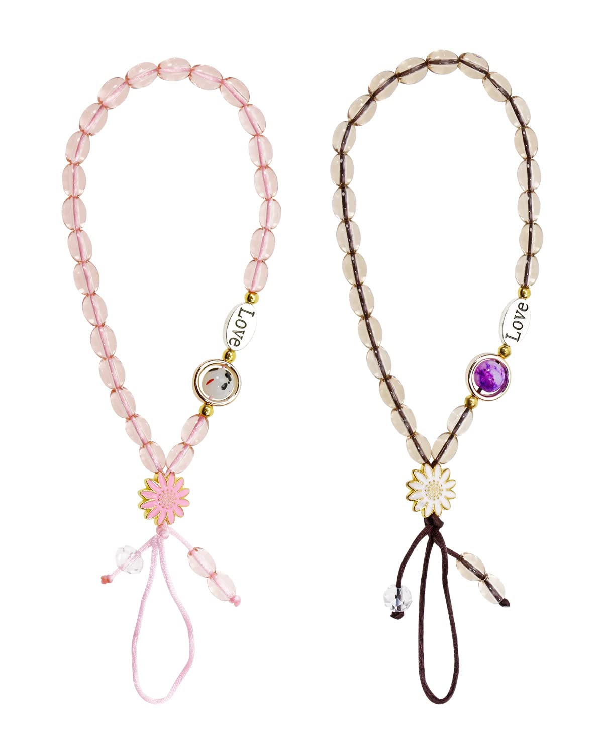 ONLYKXY 2-Pack Anti-Lost Phone Lanyard Straps - Stylish Beaded Phone Charm Bracelet for iPhone Samsung Android - Perfect for Keys Bags & Accessories (Random Colors) - Great for Travel Work & Everyday Use