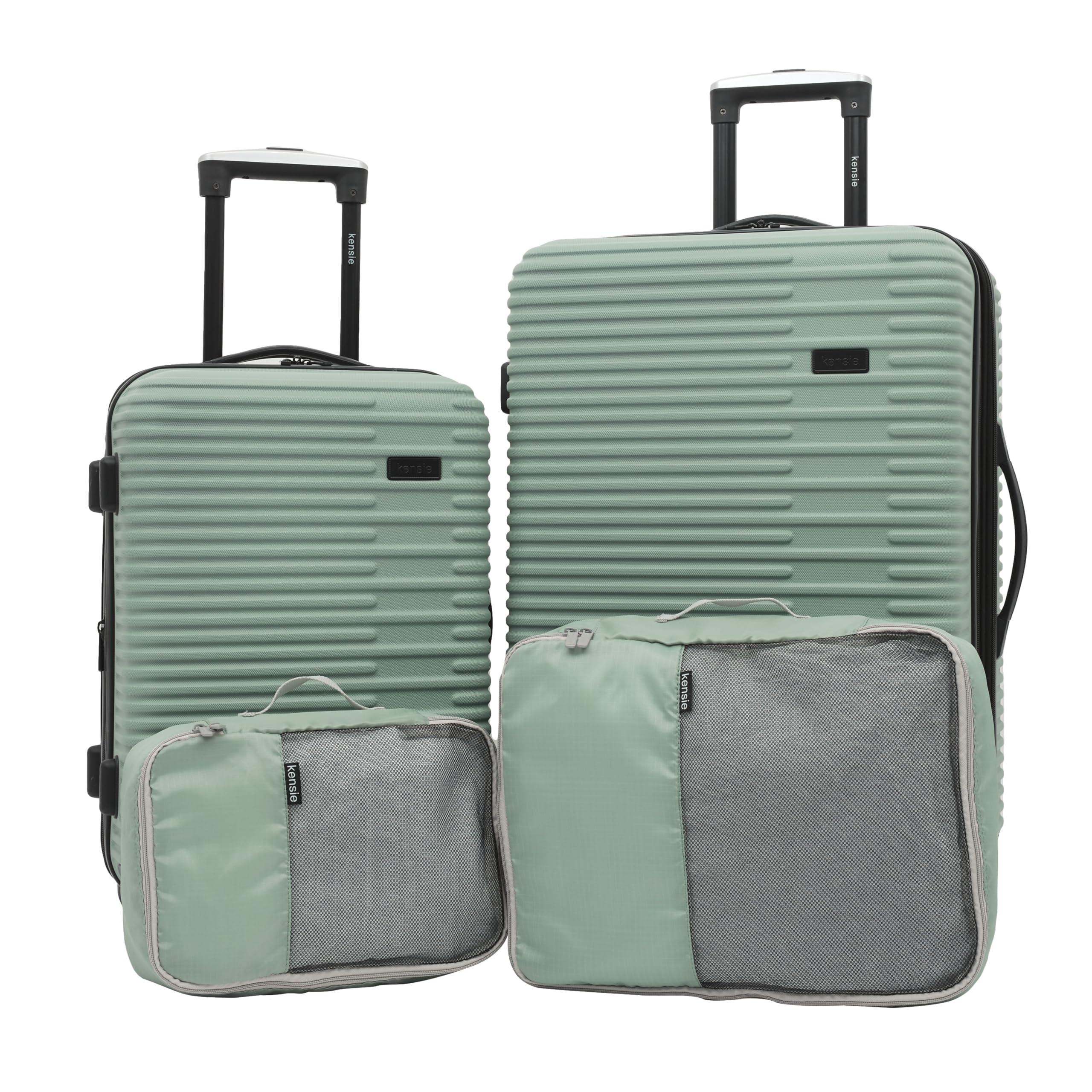 Kensie Women's Hillsboro 4-Piece Luggage Set - Green Granite Travel Bags for Vacation, Business Trips & Weekend Getaways