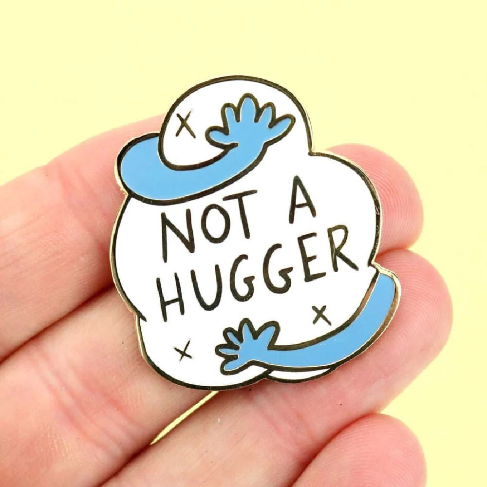 Jubly Umph Not A Hugger Lapel Pin - Funny Anti-Hugging Enamel Pin Badge - Perfect for Jackets, Backpacks & Gifts for Non-Huggers