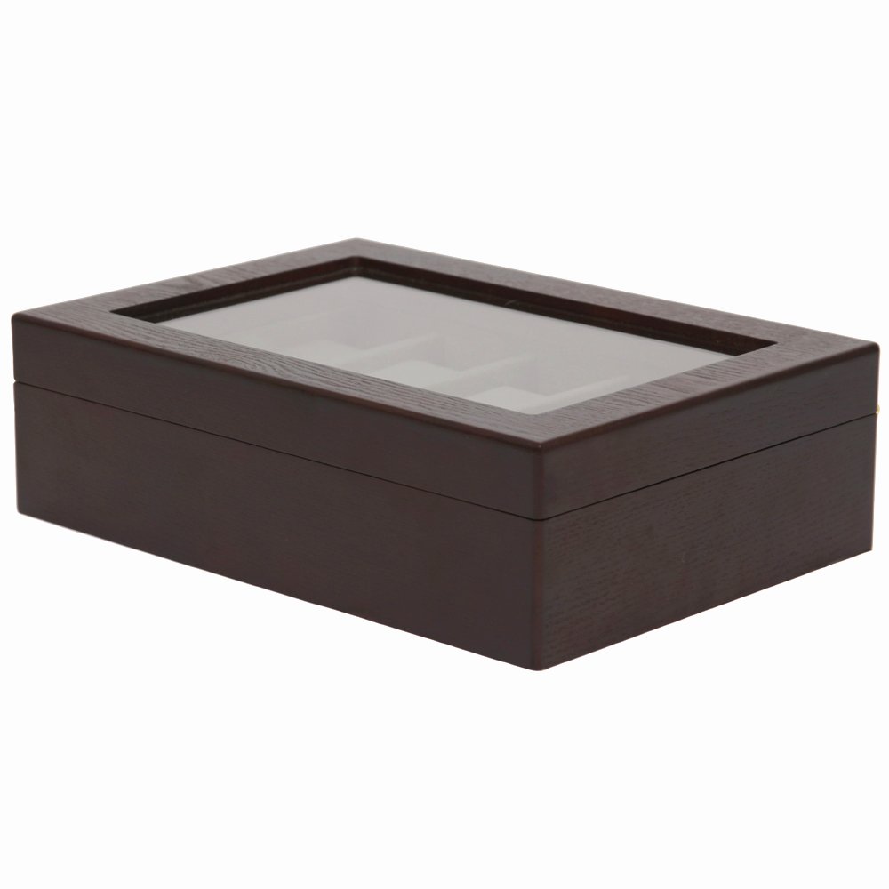 Premium Wood Grain Watch Box with High Glass Window - XL Large Compartments for 10 Watches (Espresso Brown) | Perfect for Watch Collectors & Jewelry Storage at Home or Travel