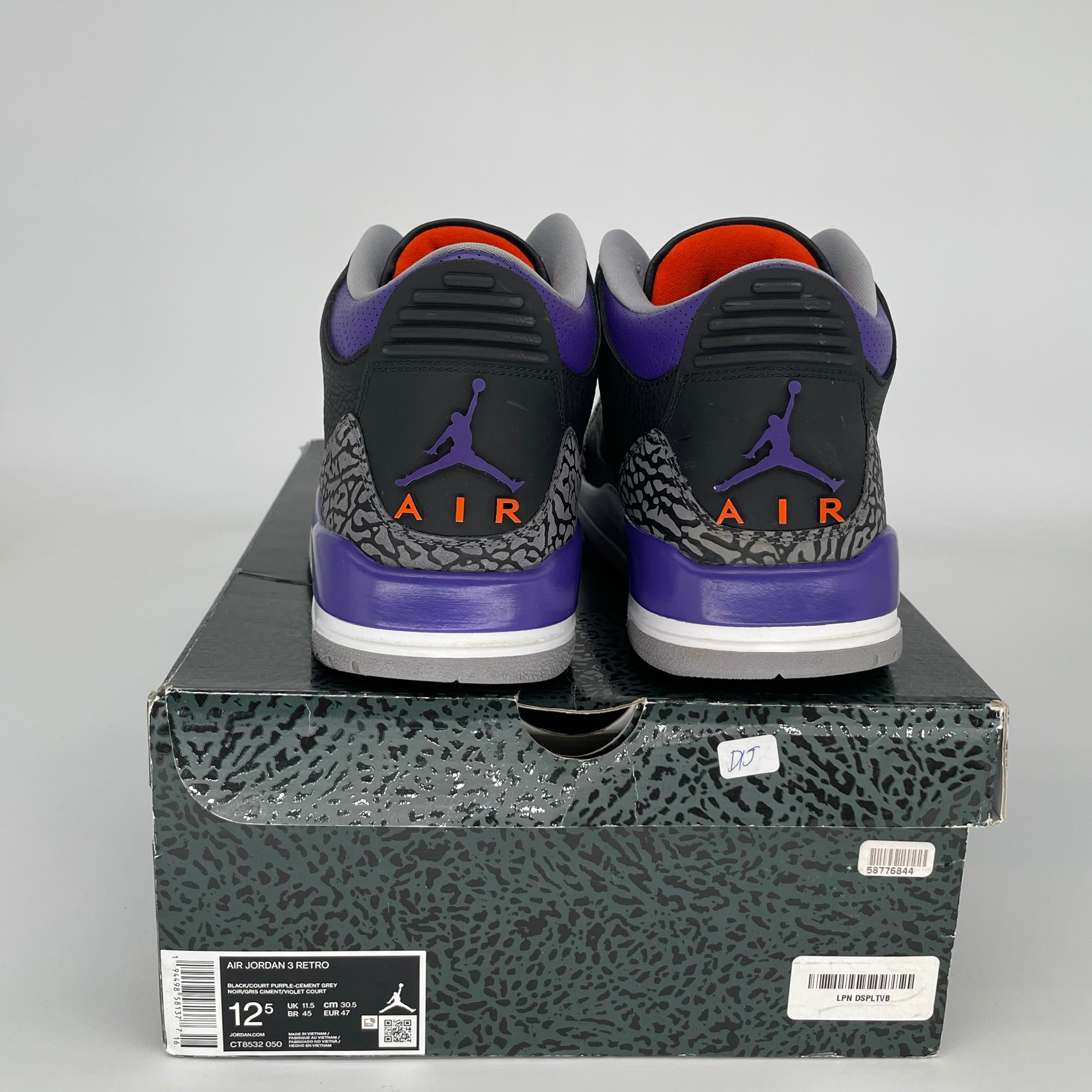 AIR JORDAN 3 Retro Court Purple Basketball Shoes Men's Size 12.5 (CT8532-050) - Perfect for Streetwear, Sneaker Collecting & Basketball Games
