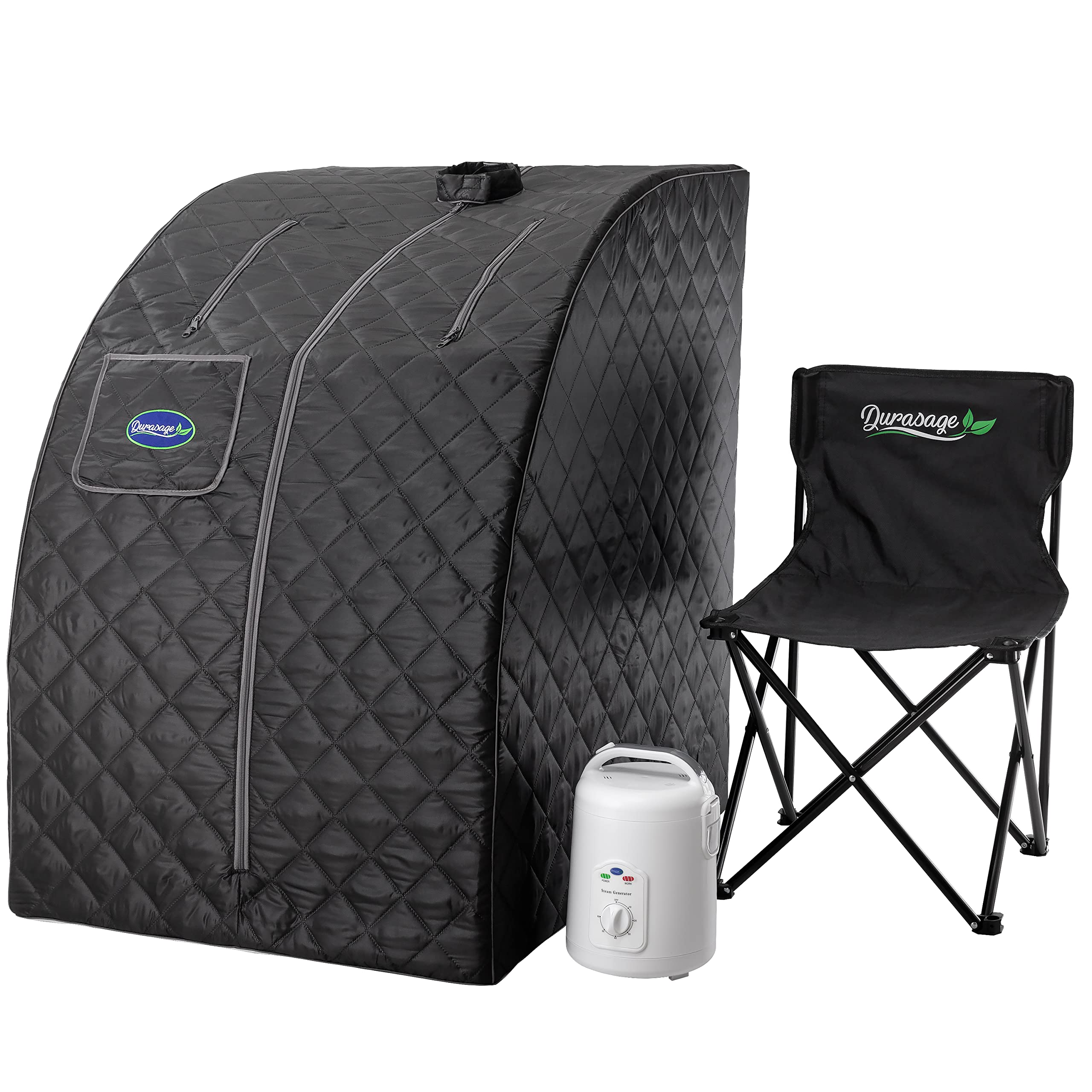 Durasage Lightweight Portable Personal Steam Sauna for Home Spa Relaxation - 800W Steam Generator with 60-Min Timer & Included Chair (Black) | Perfect for Detox, Weight Loss & Muscle Recovery