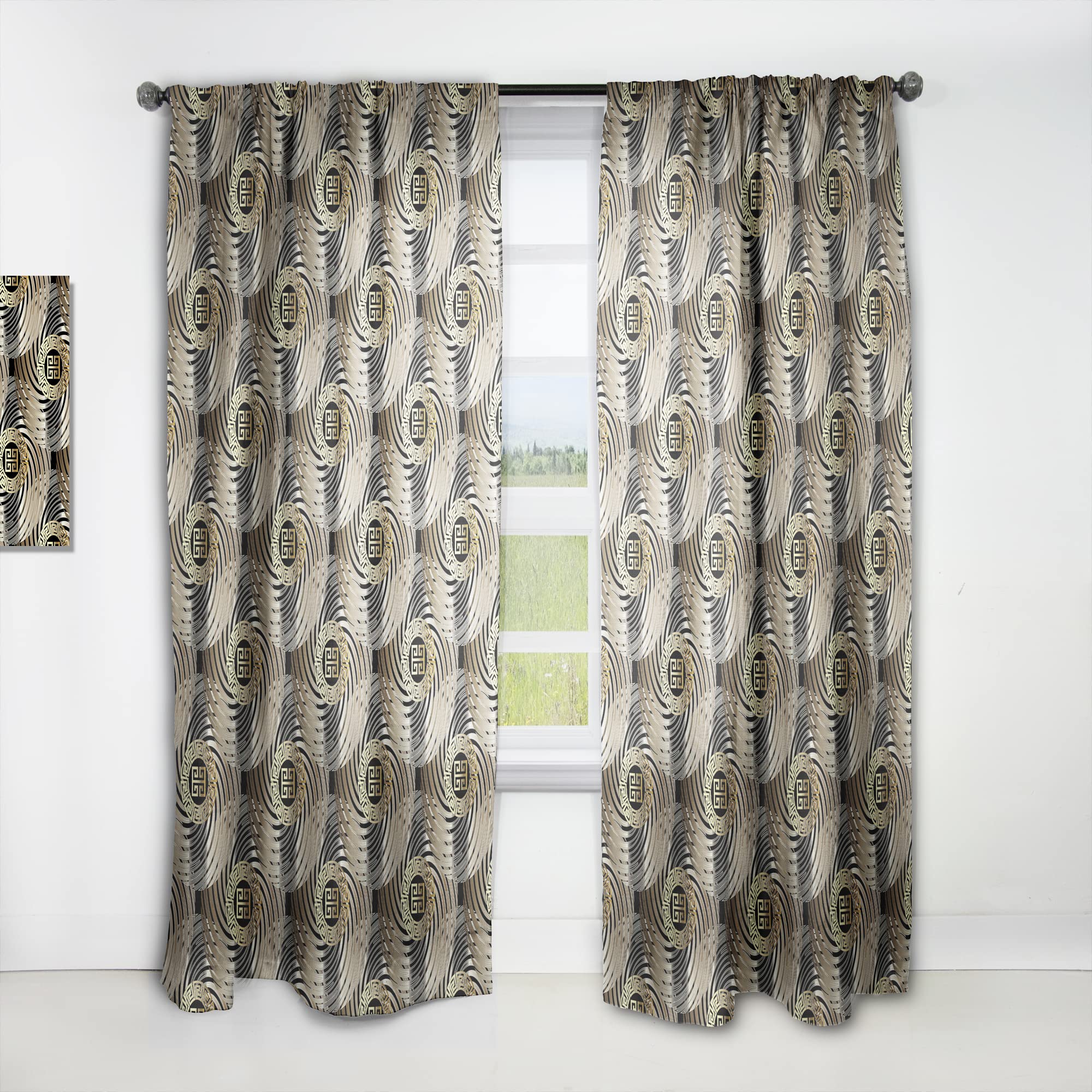 DesignQ Geometric Retro Abstract Curtains - Thermal Insulated Single Panel 52x90 Inches - Blackout Window Drapes for Bedroom & Living Room - Perfect for Home Decor & Light Control