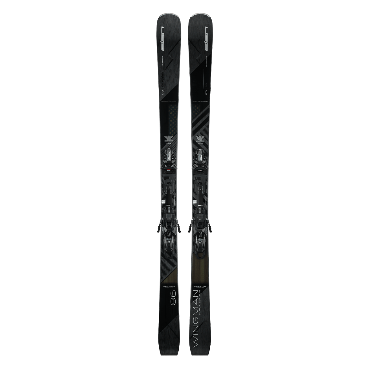 Elan WINGMAN 86 Black Edition FX Skis with EMX 12.0 DB102220 Bindings 2025 - Perfect for All-Mountain Skiing and Freeride Adventures
