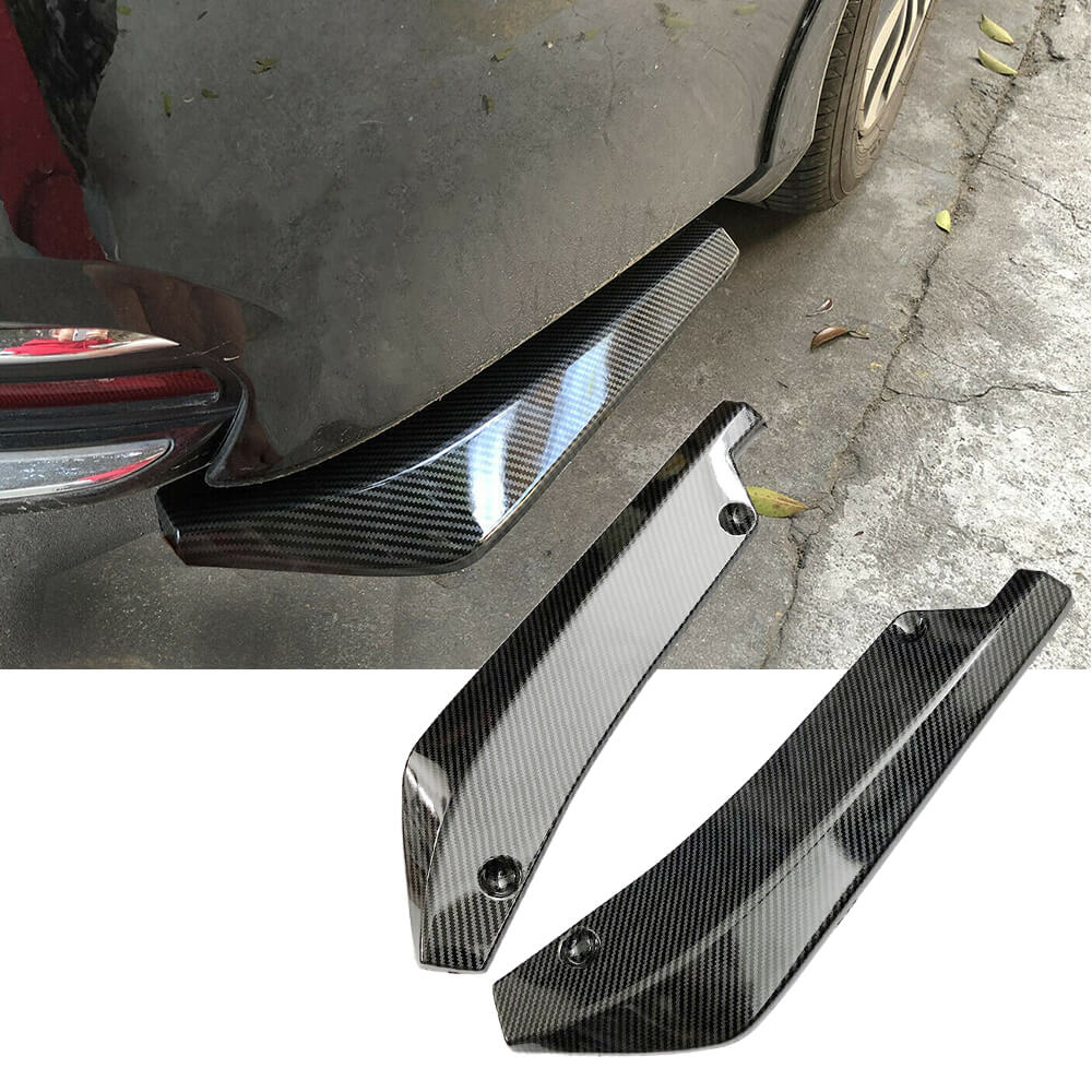 Universal Auto Carbon Fiber Rear Bumper Diffuser Splitter Canards Lip Spoiler 2pcs - High Performance Car Body Kit for Sports & Luxury Vehicles - Perfect for Racing, Car Shows & Street Style Enhancement