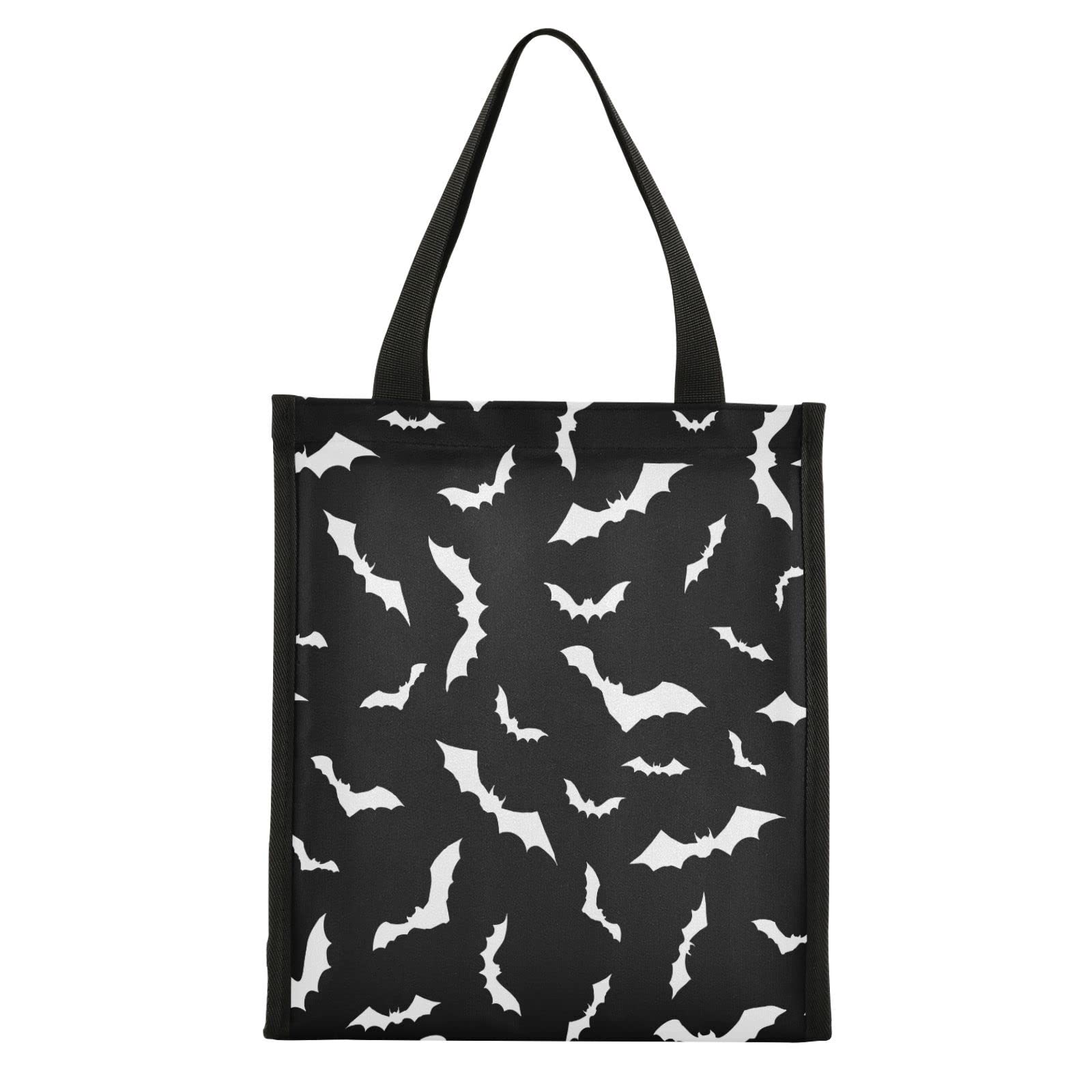 ALAZA Halloween Bats Black Reusable Insulated Lunch Bag for Adults & Kids - Water Resistant, Leakproof Tote for School, Work, Picnic, Beach or Travel - Perfect for Halloween, Office Lunch & Outdoor Activities