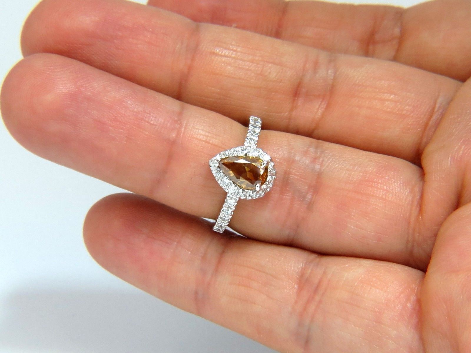 1.60ct Natural Fancy Yellow Brown Diamond Halo Ring in 14K Gold - Elegant Engagement, Wedding & Anniversary Jewelry Gift