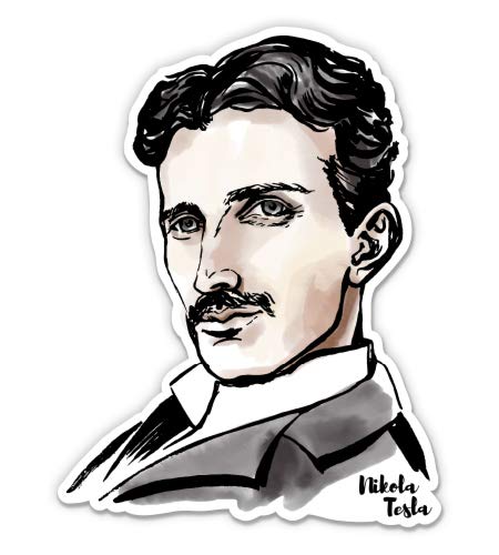 Nikola Tesla 3 Inch Vinyl Sticker - Waterproof Decal for Car, Laptop, Water Bottle, Phone - Perfect for Science Fans, Tech Enthusiasts & Tesla Lovers