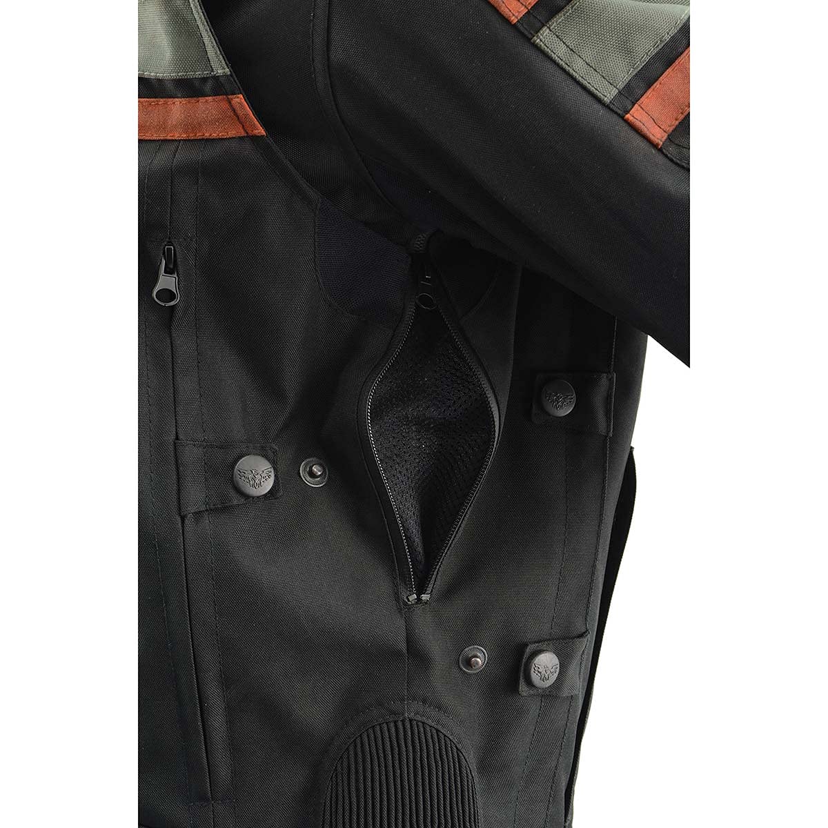 Milwaukee Leather MPM1751 Men's Burnt Orange Armored Motorcycle Jacket - Leather & Textile All-Season Riding Gear for Safety & Comfort | Perfect for Commuting, Touring & Adventure Riding