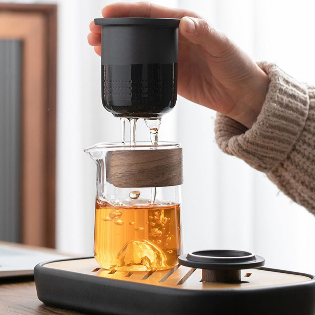 Premium Travel Tea Brewing Set - Portable Porcelain Tea Maker with 3 Cups & Carrying Pouch | Perfect for Camping, Office & Outdoor Tea Ceremonies