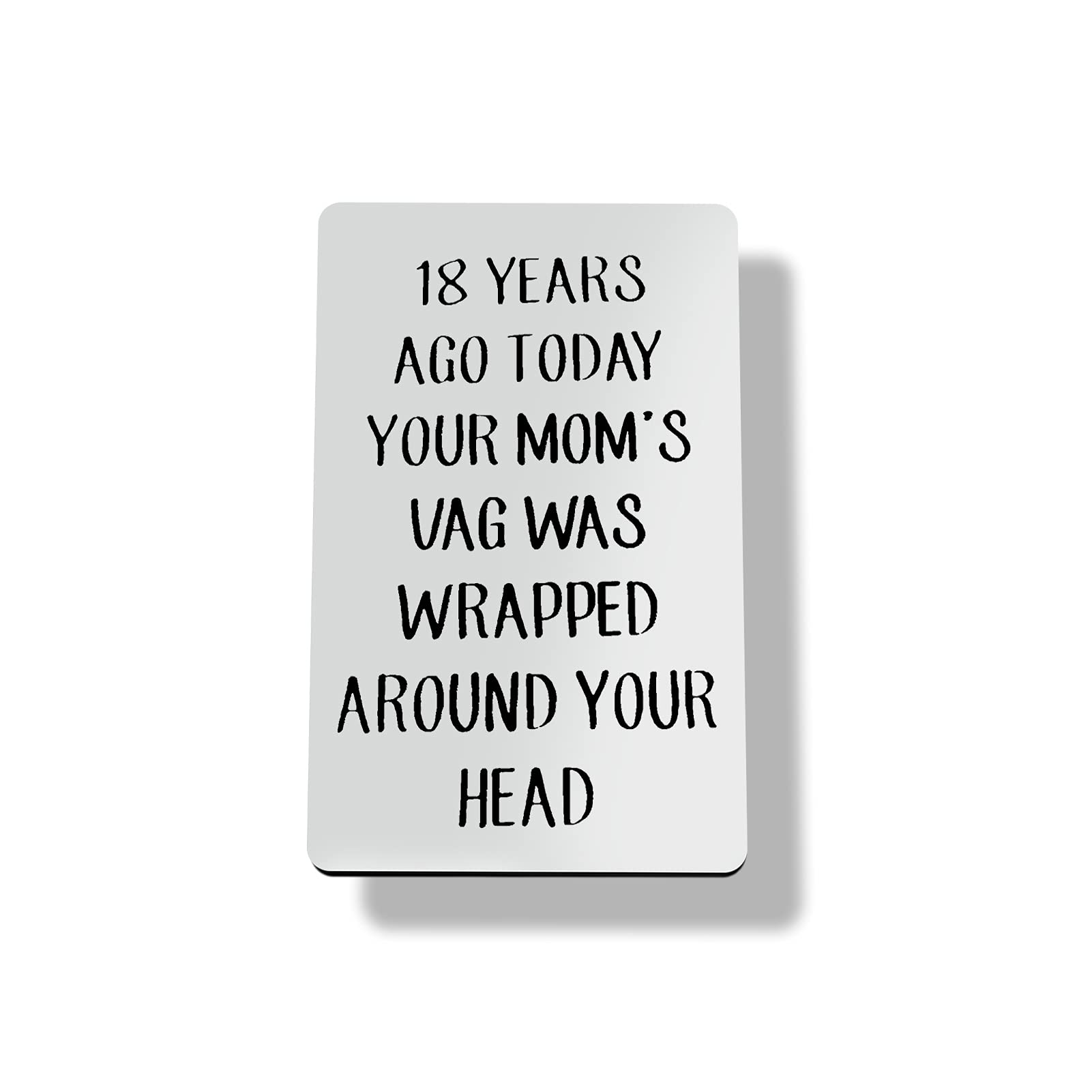 Funny 18th Birthday Card - Engraved Metal Wallet Insert Gift for Men & Women | Perfect 18th Birthday Present for Son, Daughter, Teens, Boys & Girls | Great for Graduation, Milestone Celebrations & Special Occasions