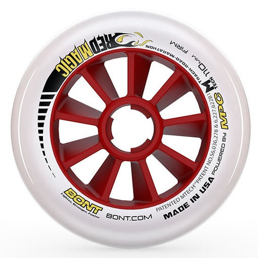 Bont Red Magic 100mm Inline Speed Skate Wheels - High Performance Racing Wheels for Professional Inline Skating & Speed Training