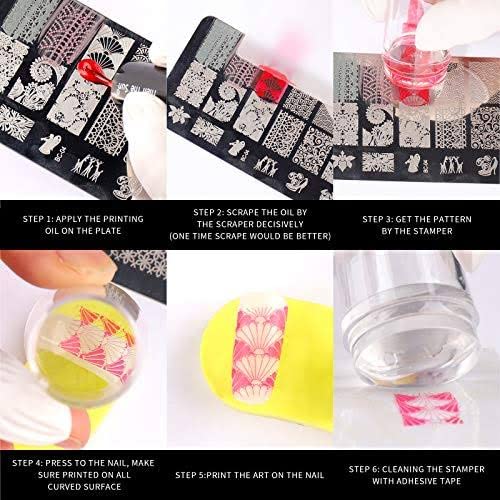 ADBHUTANAND Silicone Nail Stamper & Scraper Set - Professional Nail Art Stamping Kit with Soft Jelly Stamper & Metal Plates - Perfect for DIY Manicures, Salon Nail Designs & Creative Nail Art