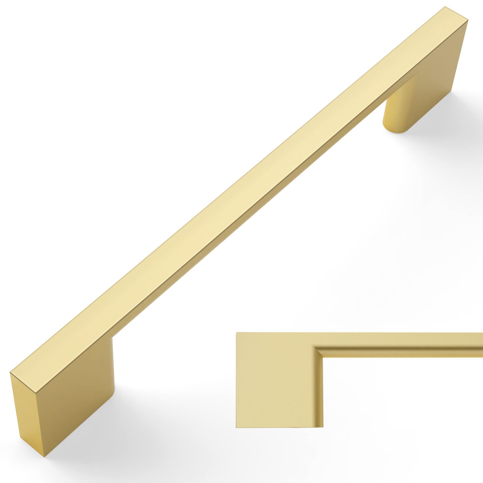 Amerdeco 10 Pack Brushed Gold Cabinet Pulls - 5 Inch (128mm) Hole Center Kitchen Cabinet Handles - Modern Drawer Pulls for Cabinets, Cupboards & Dressers - Durable Zinc Alloy Hardware (ZH0060) - Perfect for Kitchen Remodel, Bathroom Vanity & Furniture Upgrade