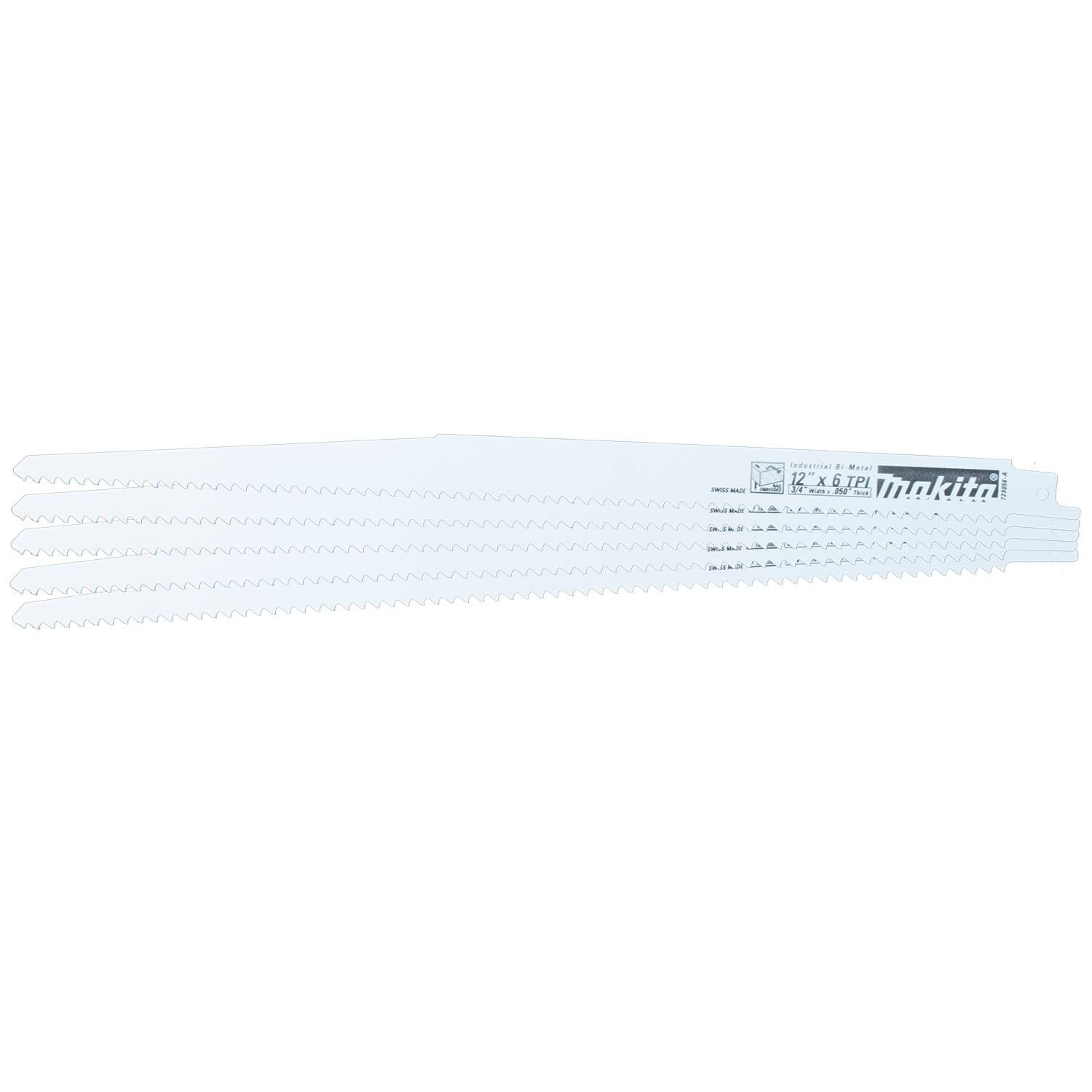 Makita 723056-A-5 12-Inch 6-TPI Wood Cutting Reciprocating Saw Blade - Premium Construction & Demolition Tool for Woodworking, DIY Projects & Home Renovation