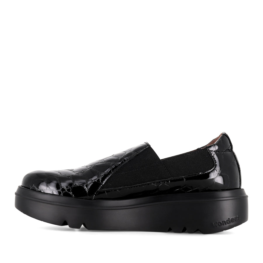 ADI A 2804 Black Crocodile Patent Leather Shoes - Stylish & Comfortable for Work, Party & Formal Occasions