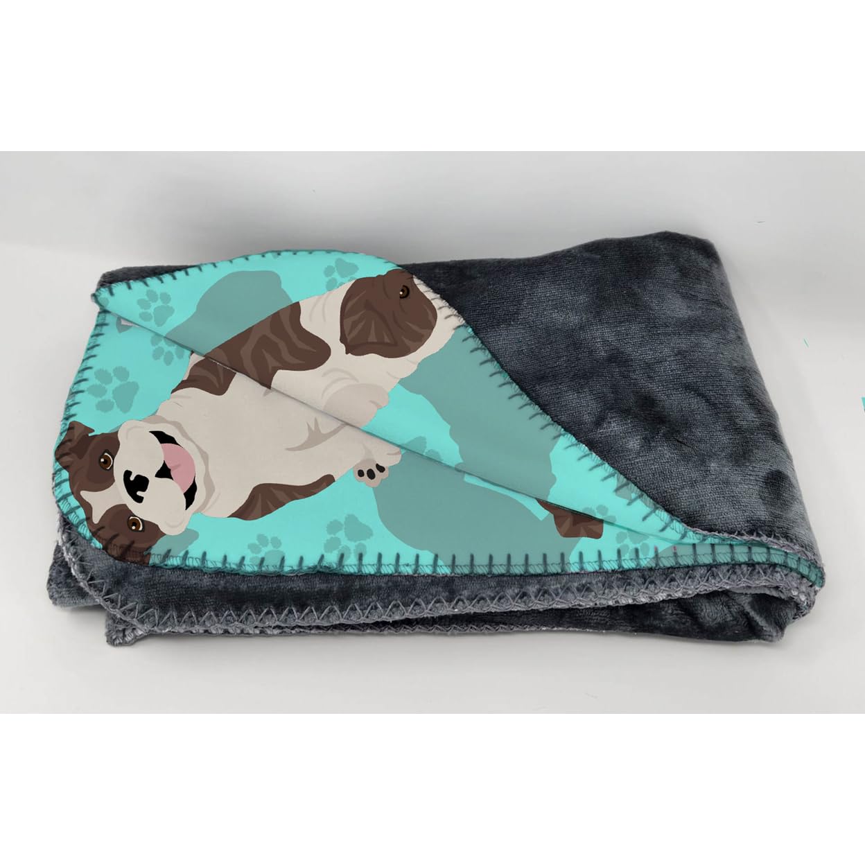 Caroline's Treasures MLM1049TBLT Brindle English Bulldog Soft Travel Blanket with Carry Bag - Cozy Airplane Blanket for Camping, Picnics, Beach & Concerts | Perfect for Indoor & Outdoor Use, Travel Accessories