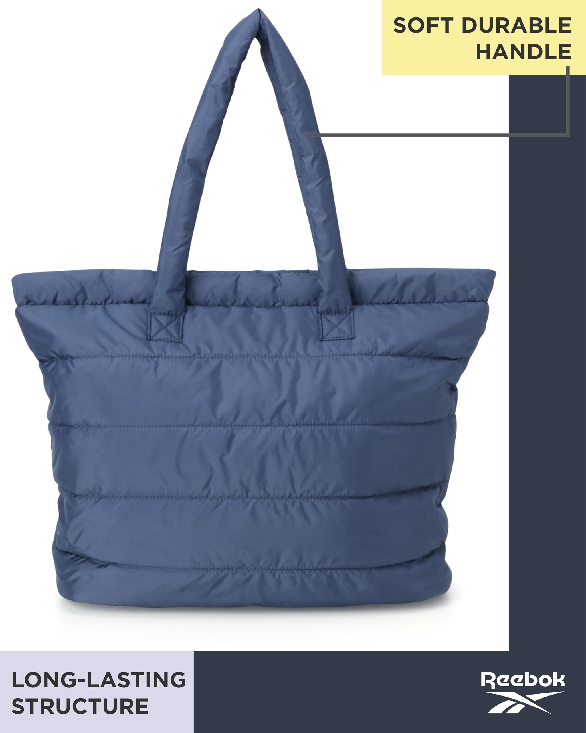 Reebok Women's Lightweight Gym Tote Bag - Waterproof Sports Shoulder Bag with Zipper Closure - Perfect for Workout, Yoga, Travel & Daily Use